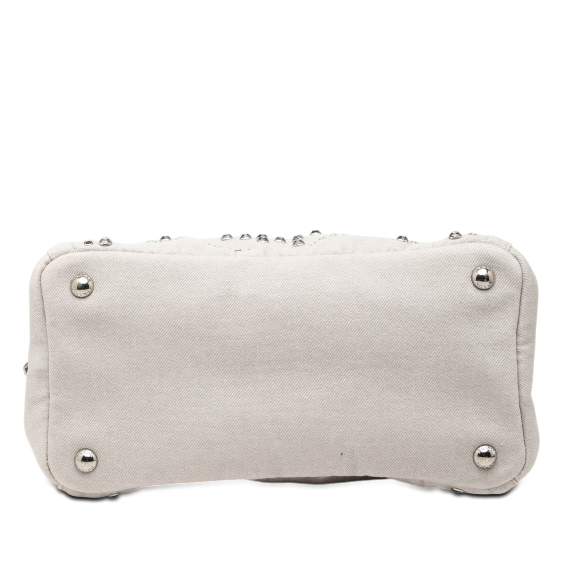 Prada Small Denim Canapa Bijoux and Grommet Satchel