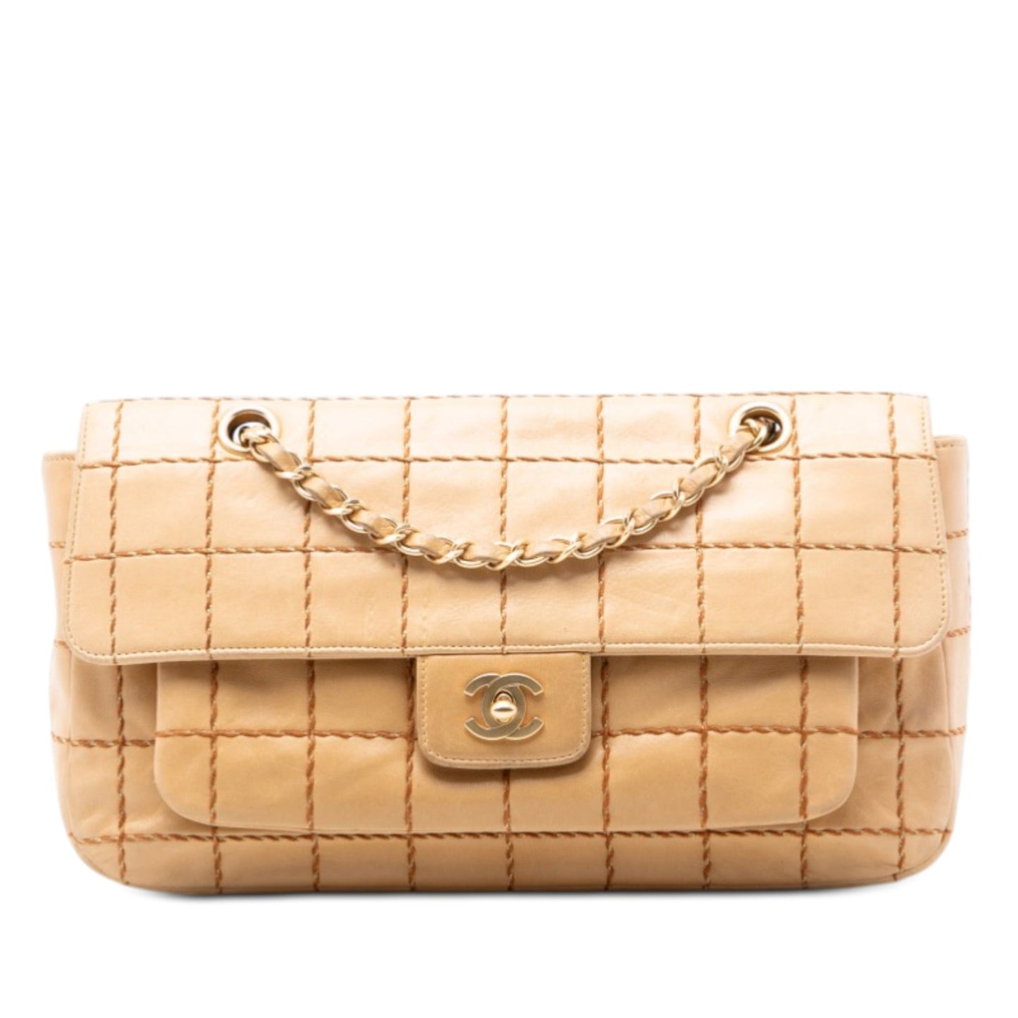 Chocolate Bar Lambskin Wild Stitch Chain Flap
