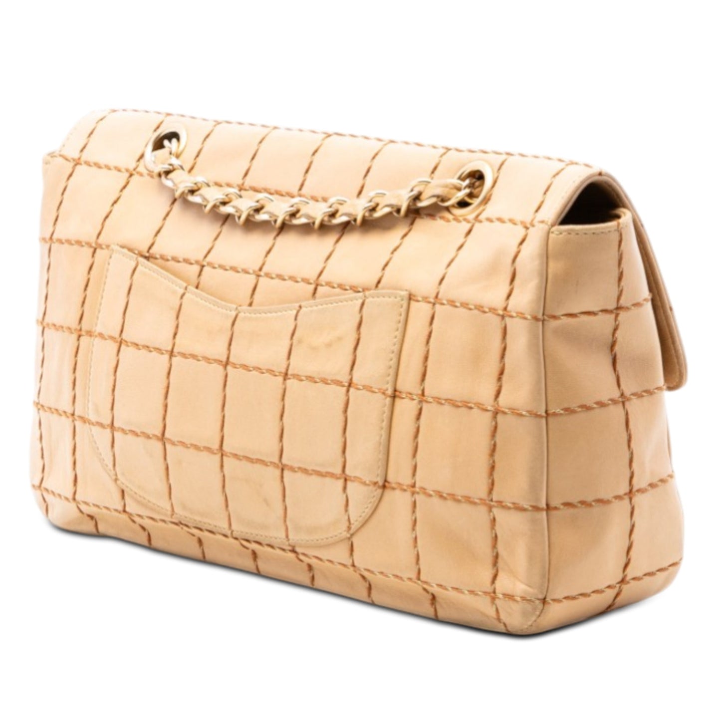 Chocolate Bar Lambskin Wild Stitch Chain Flap