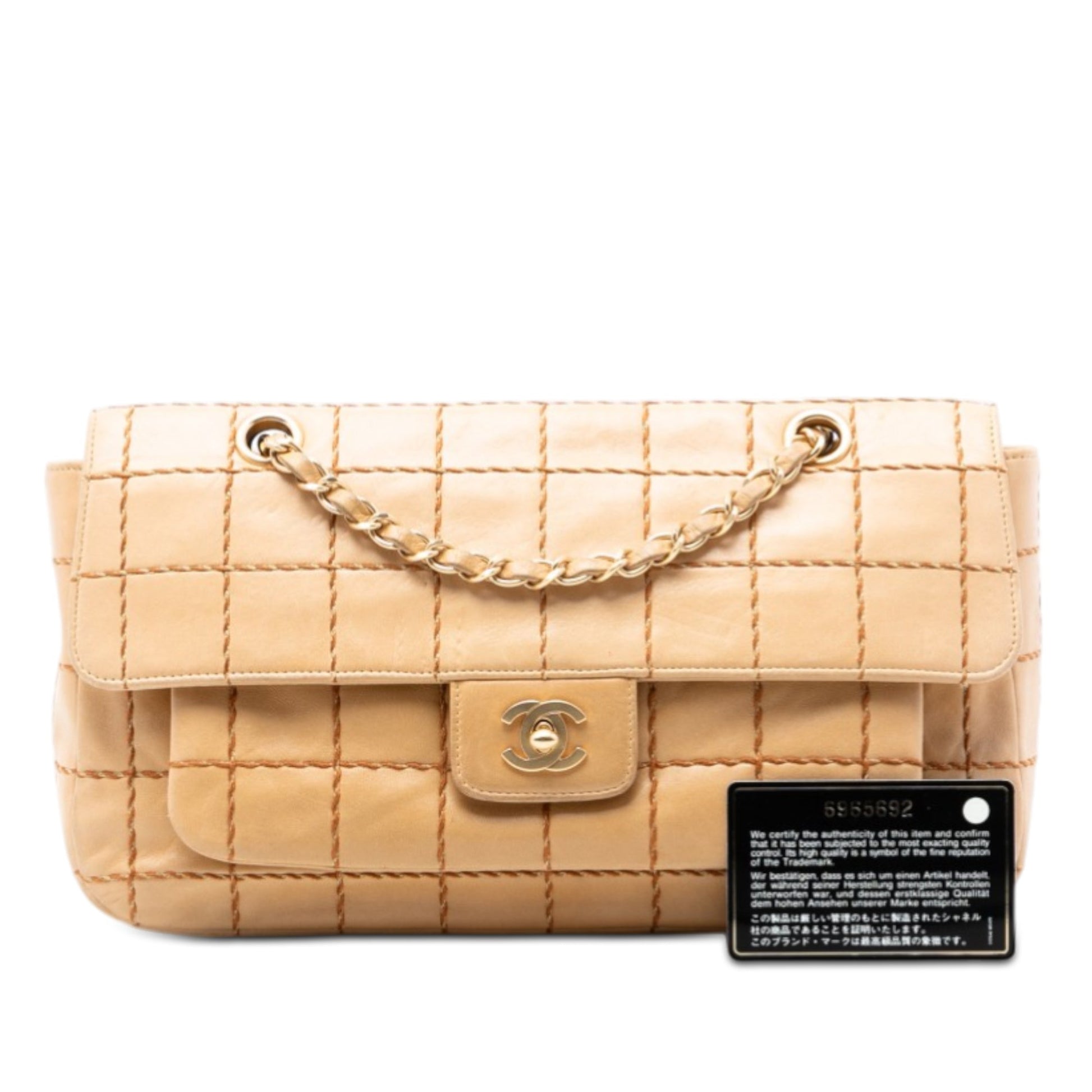 Chocolate Bar Lambskin Wild Stitch Chain Flap