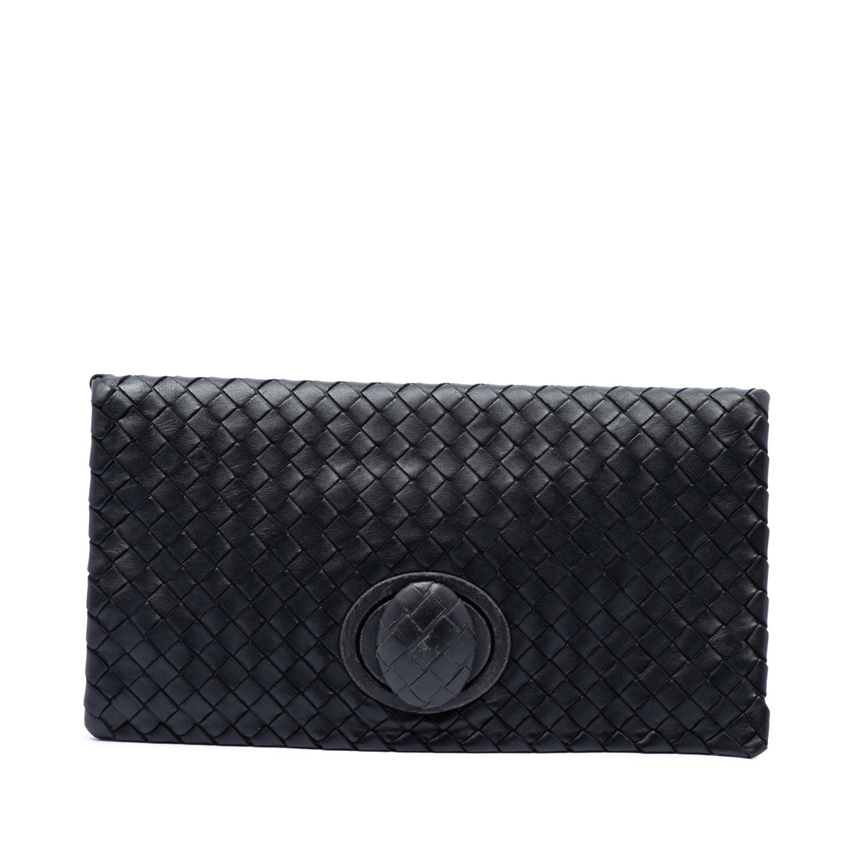 Bottega Veneta Nappa Intrecciato Turn Lock Clutch — Black