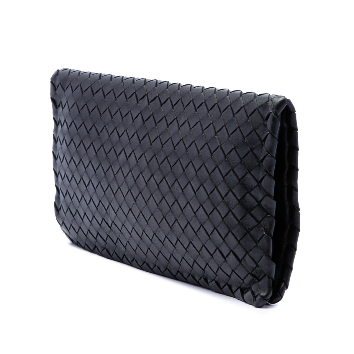 Bottega Veneta Nappa Intrecciato Turn Lock Clutch — Black