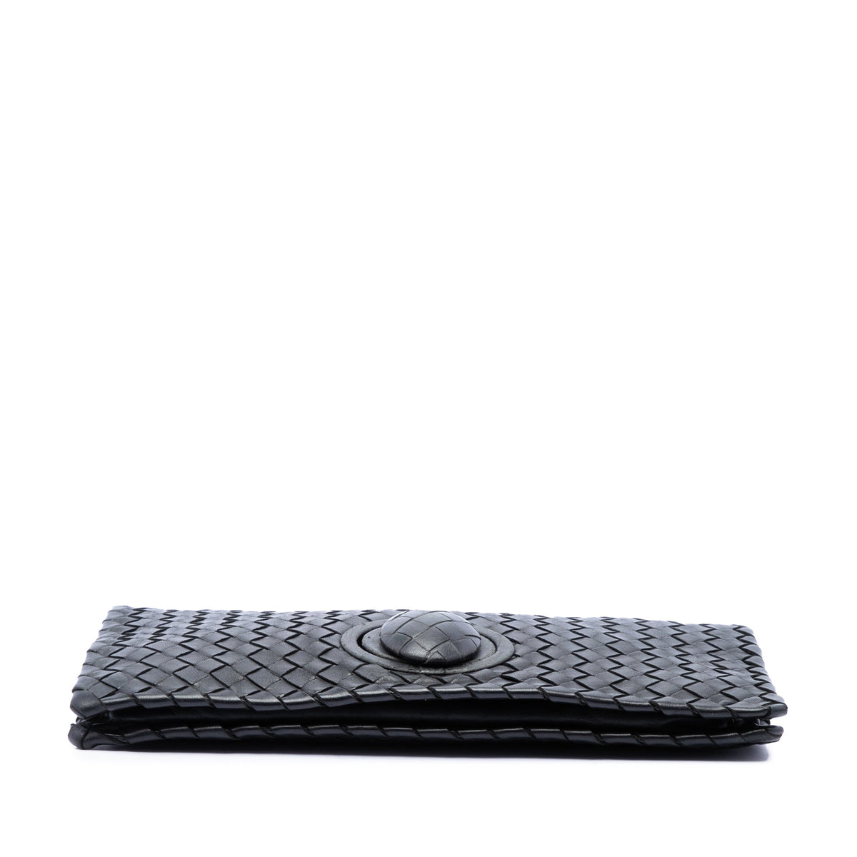 Bottega Veneta Nappa Intrecciato Turn Lock Clutch — Black