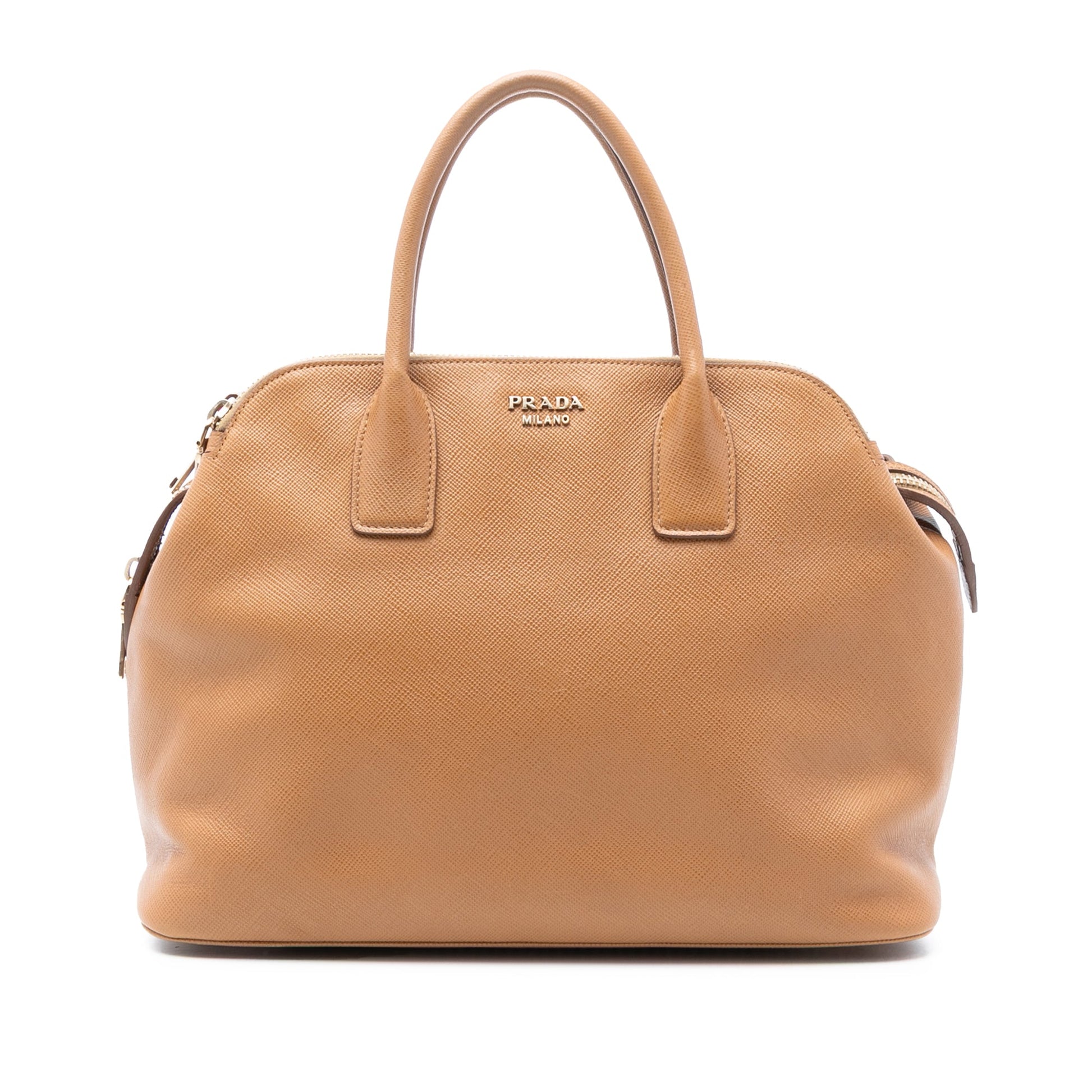 Prada Saffiano Cuir Triple Zip Dome Top Handle Bag