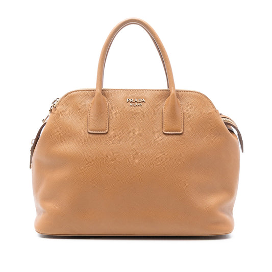 Prada Saffiano Cuir Triple Zip Dome Top Handle Bag