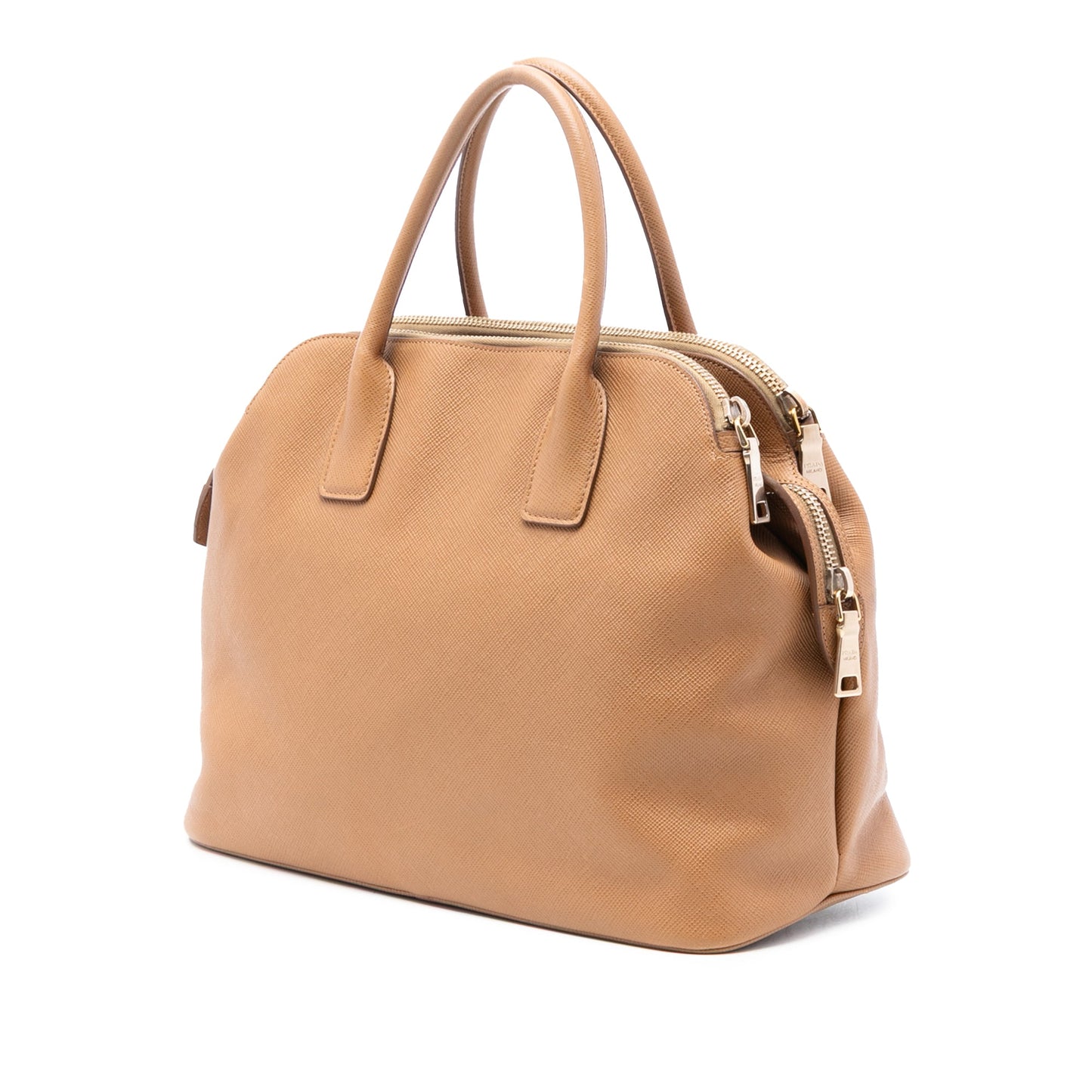 Prada Saffiano Cuir Triple Zip Dome Top Handle Bag