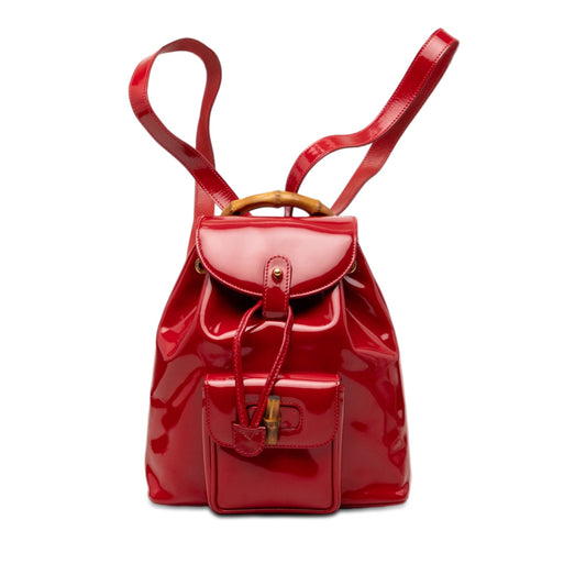 Gucci Patent Bamboo Drawstring Backpack
