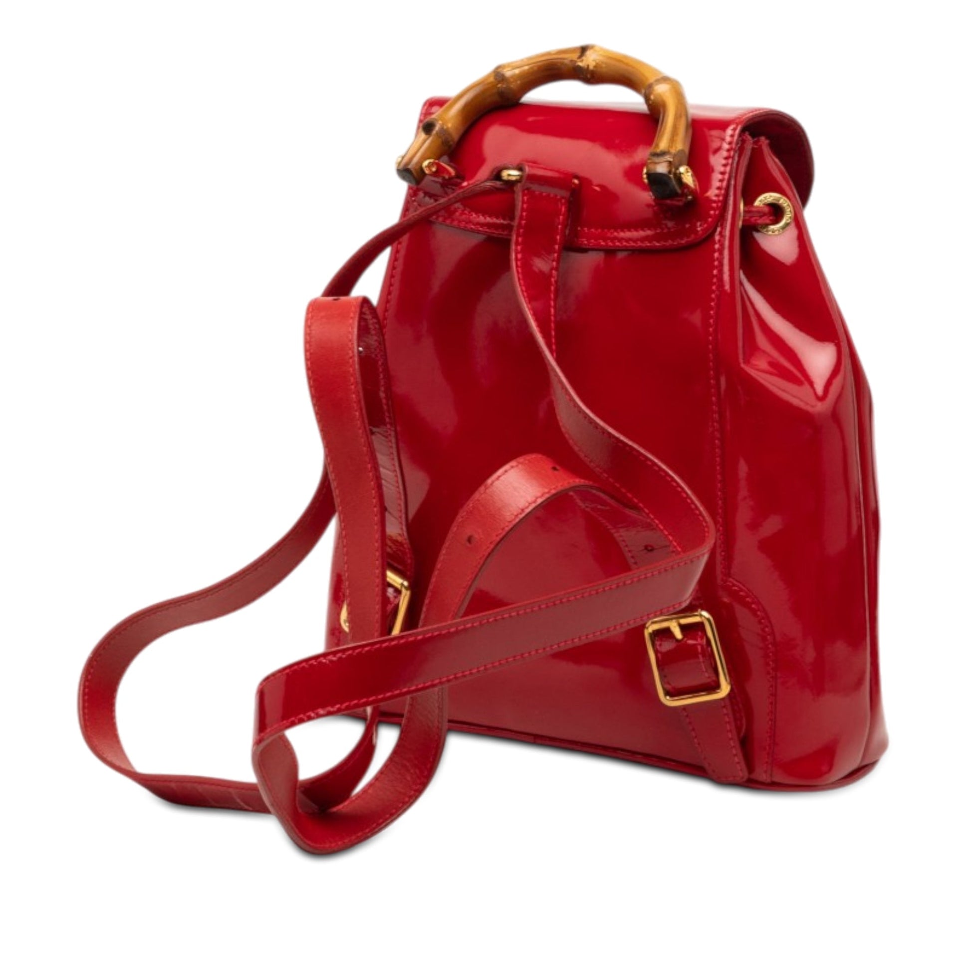 Gucci Patent Bamboo Drawstring Backpack
