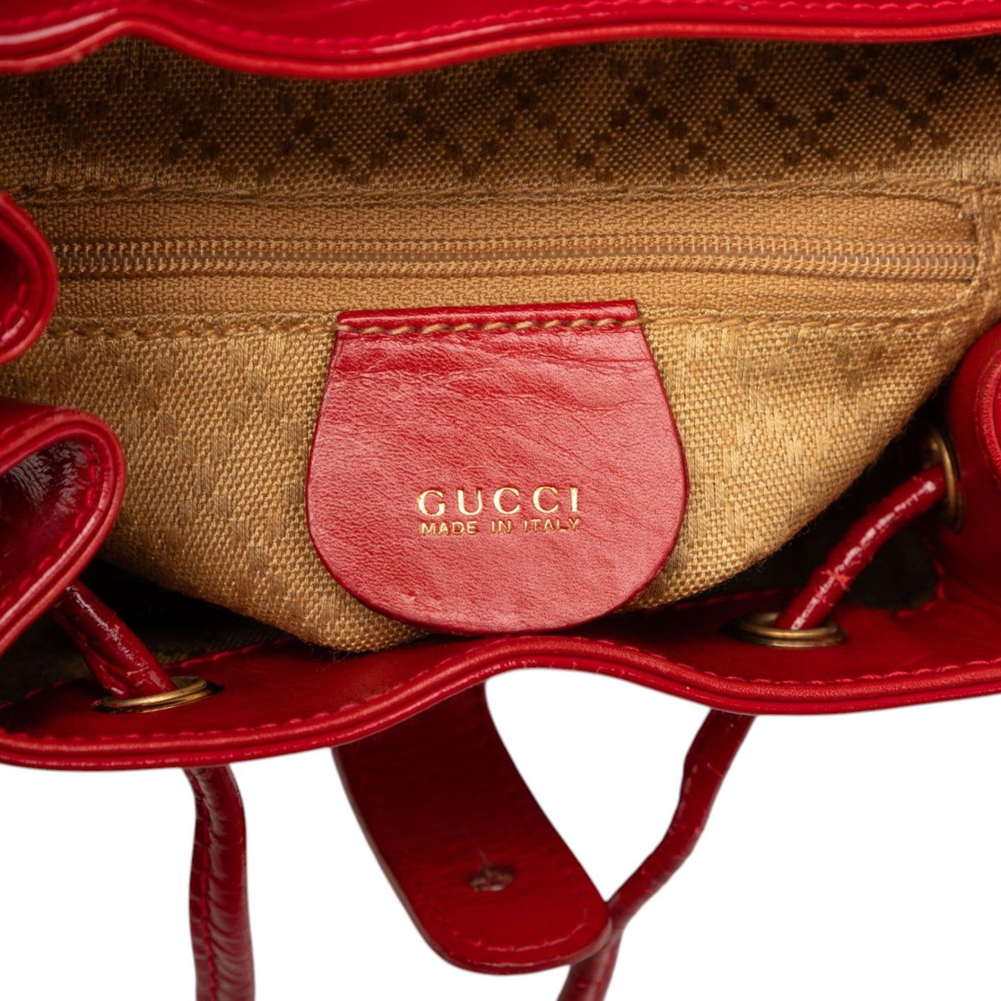 Gucci Patent Bamboo Drawstring Backpack