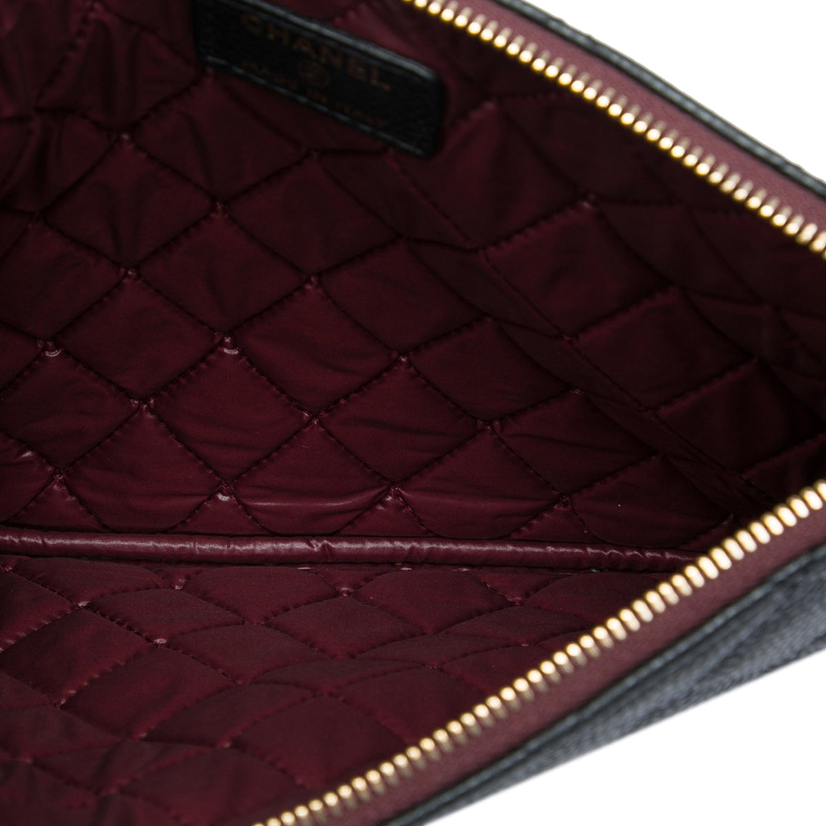 Chanel Small Quilted Caviar O Case Clutch — Black