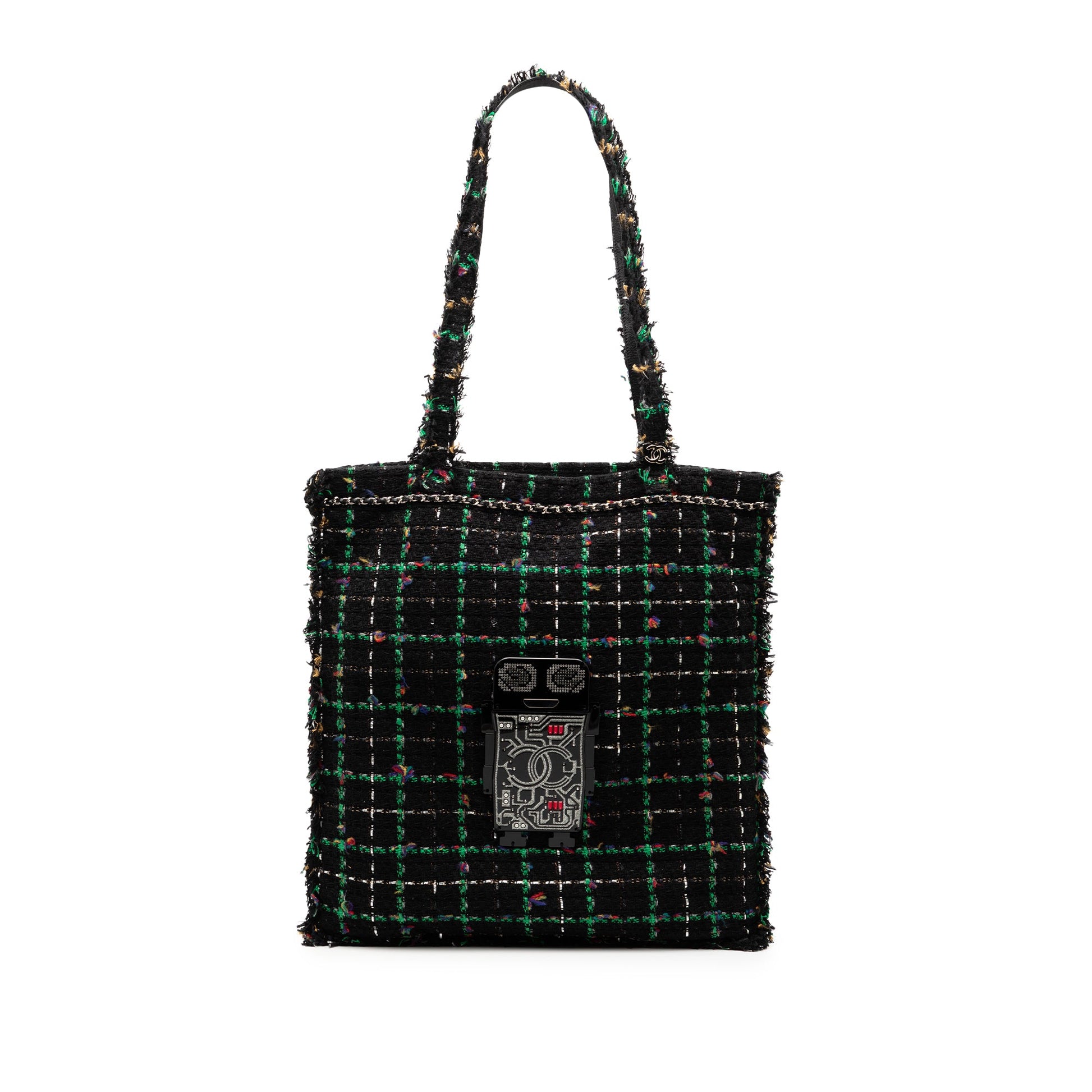 Chanel Large Tweed Resin Embellished Robot Shopping Tote