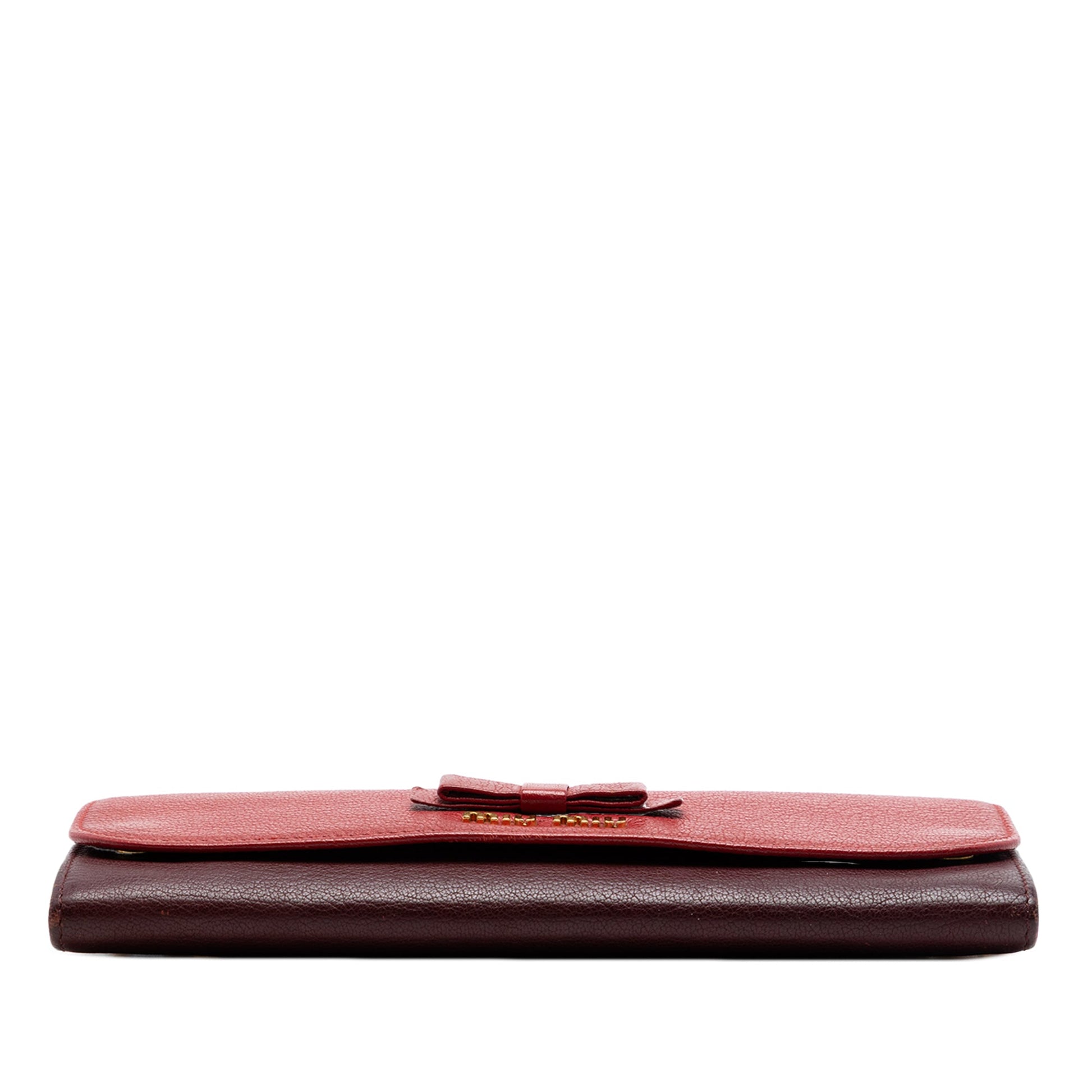 Miu Miu Bicolor Goatskin Madras Bow Wallet on Chain