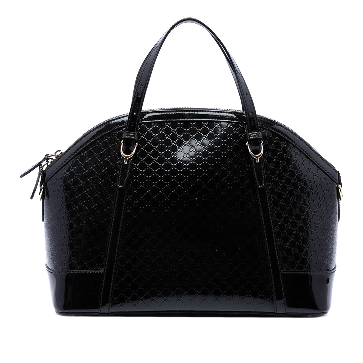 Gucci Large Microguccissima Patent Nice Dome Satchel — Black