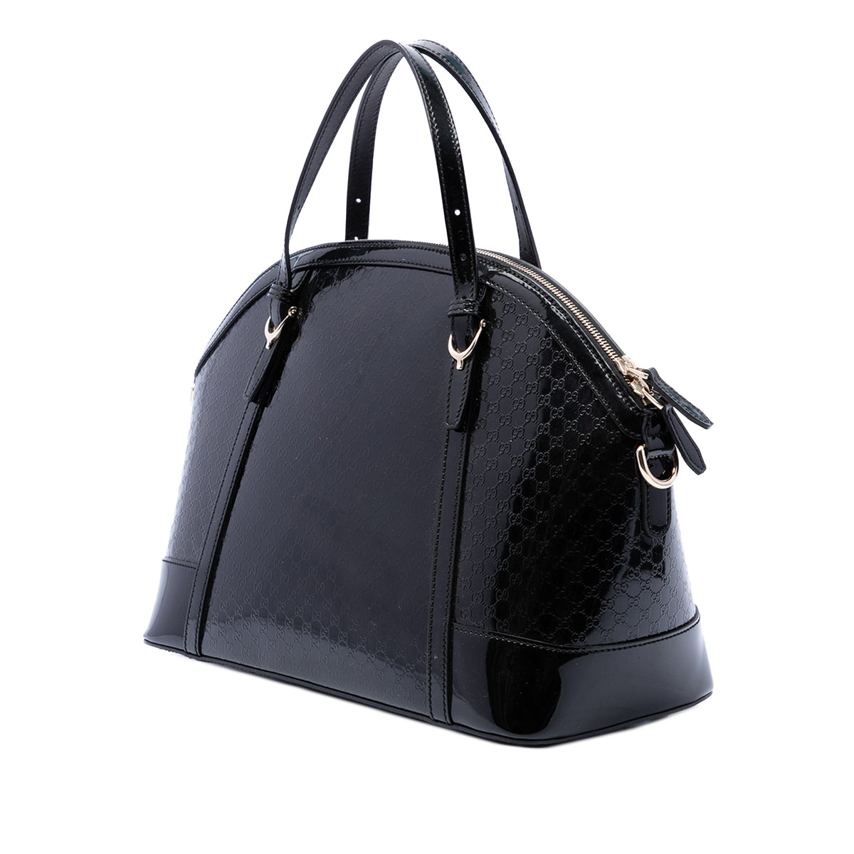 Gucci Large Microguccissima Patent Nice Dome Satchel — Black