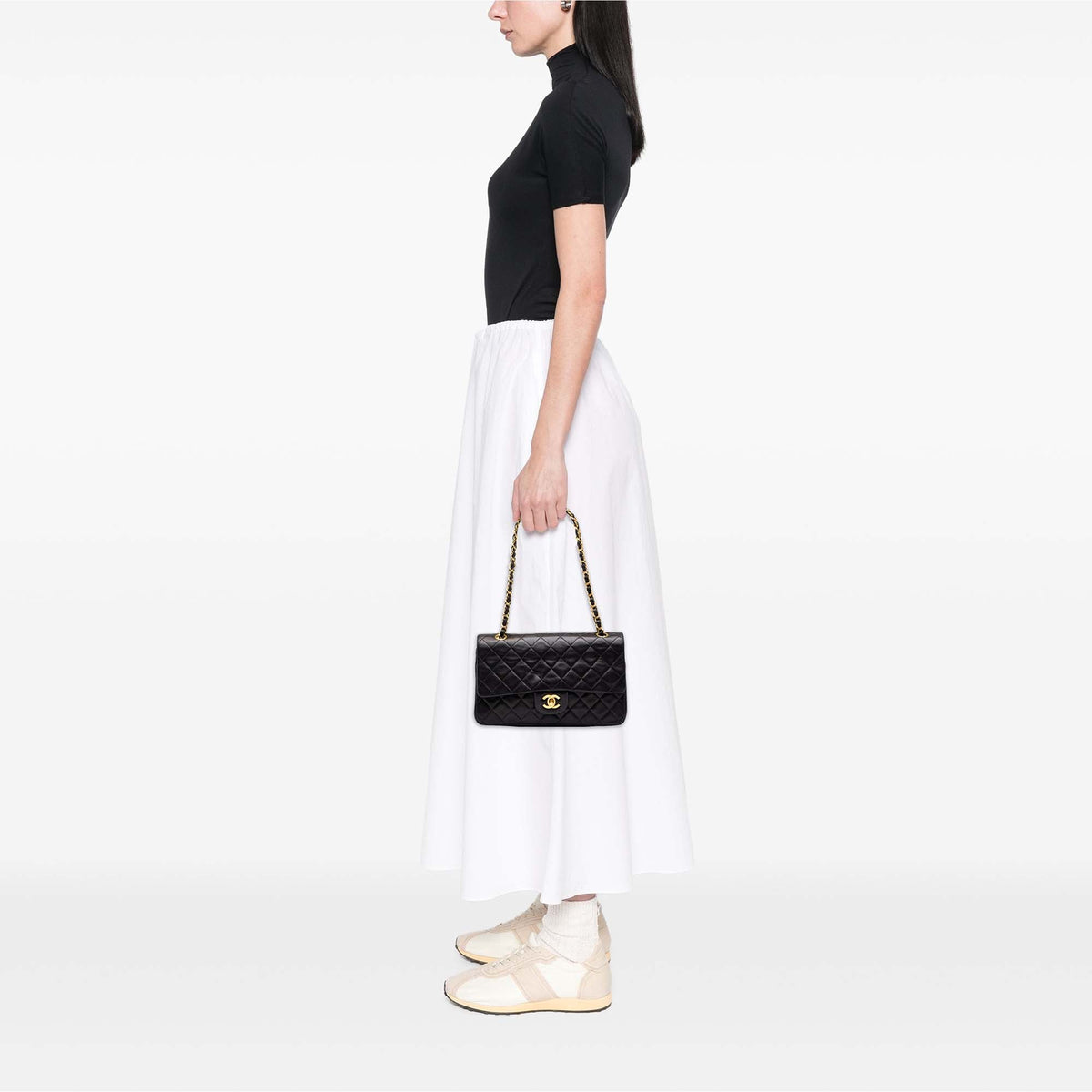 Chanel Medium Classic Lambskin Double Flap — Black