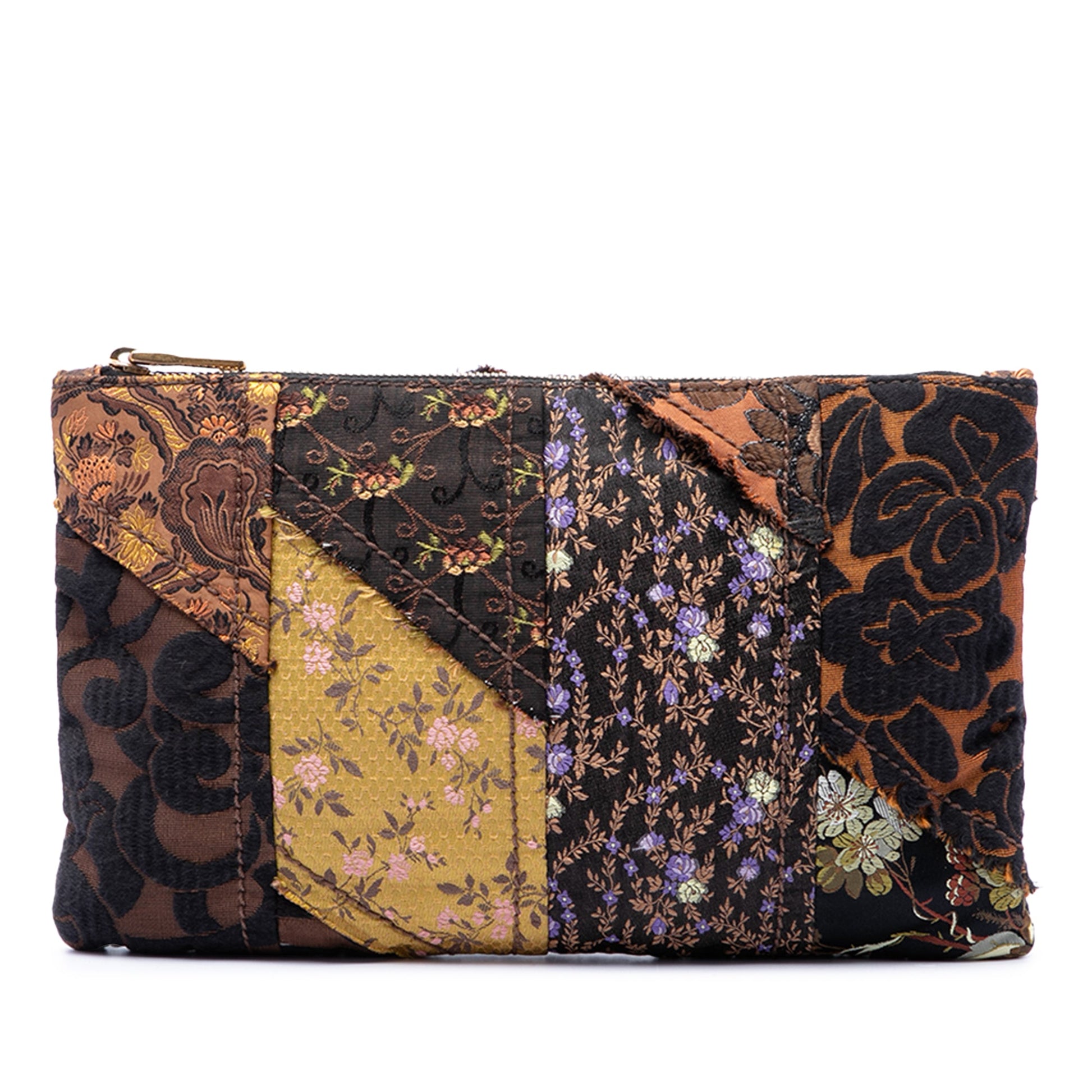 Prada Canvas Broccato Patch Clutch