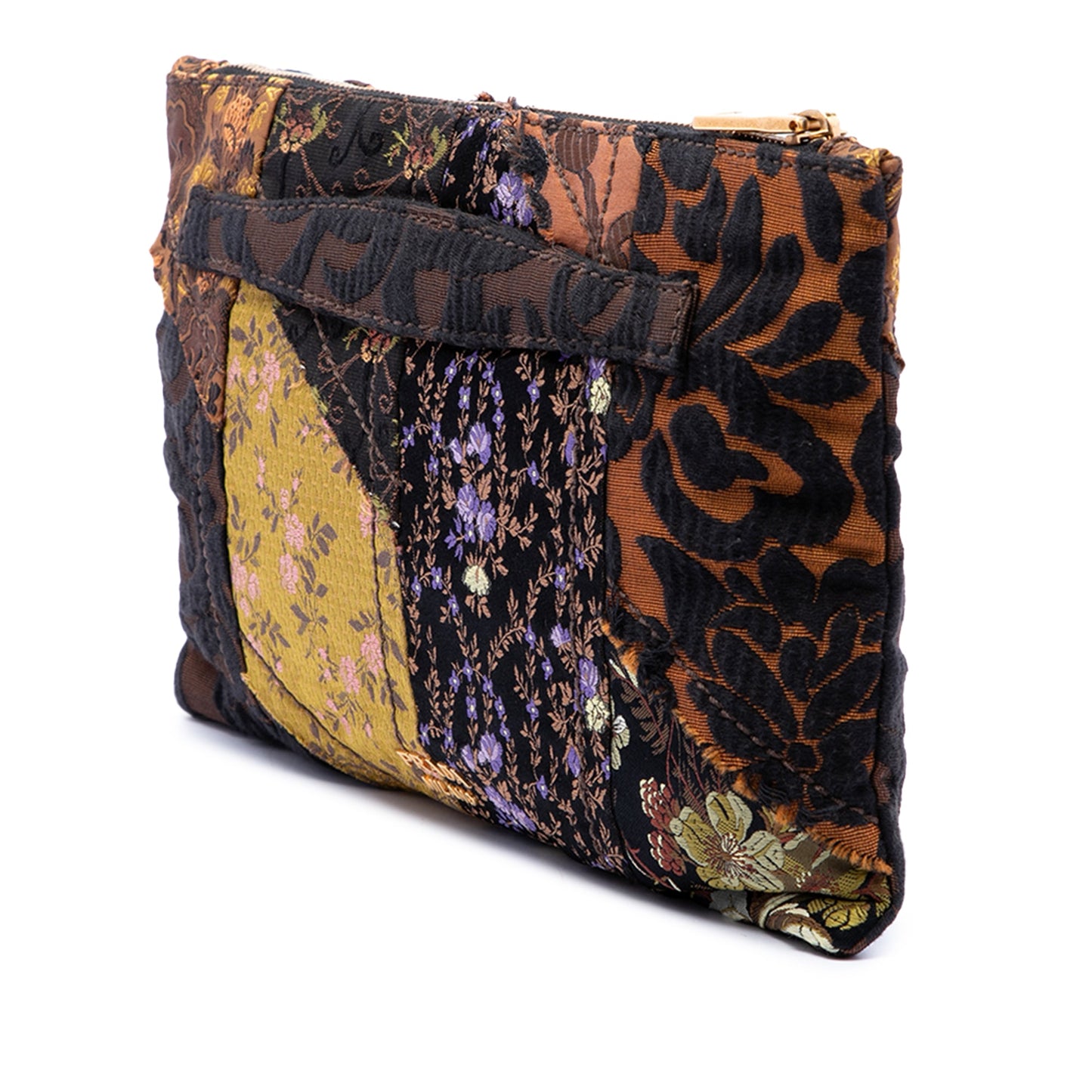 Prada Canvas Broccato Patch Clutch