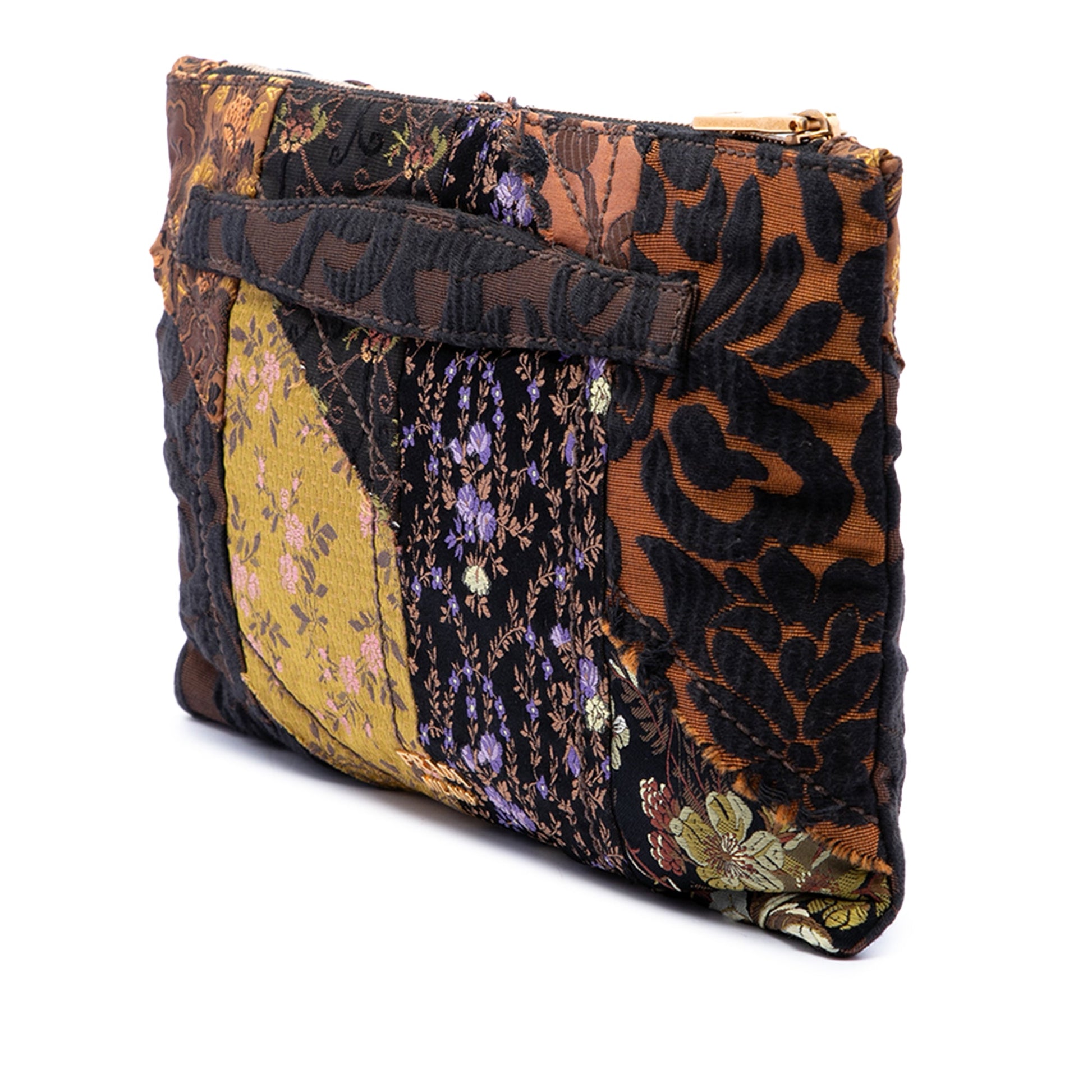 Prada Canvas Broccato Patch Clutch
