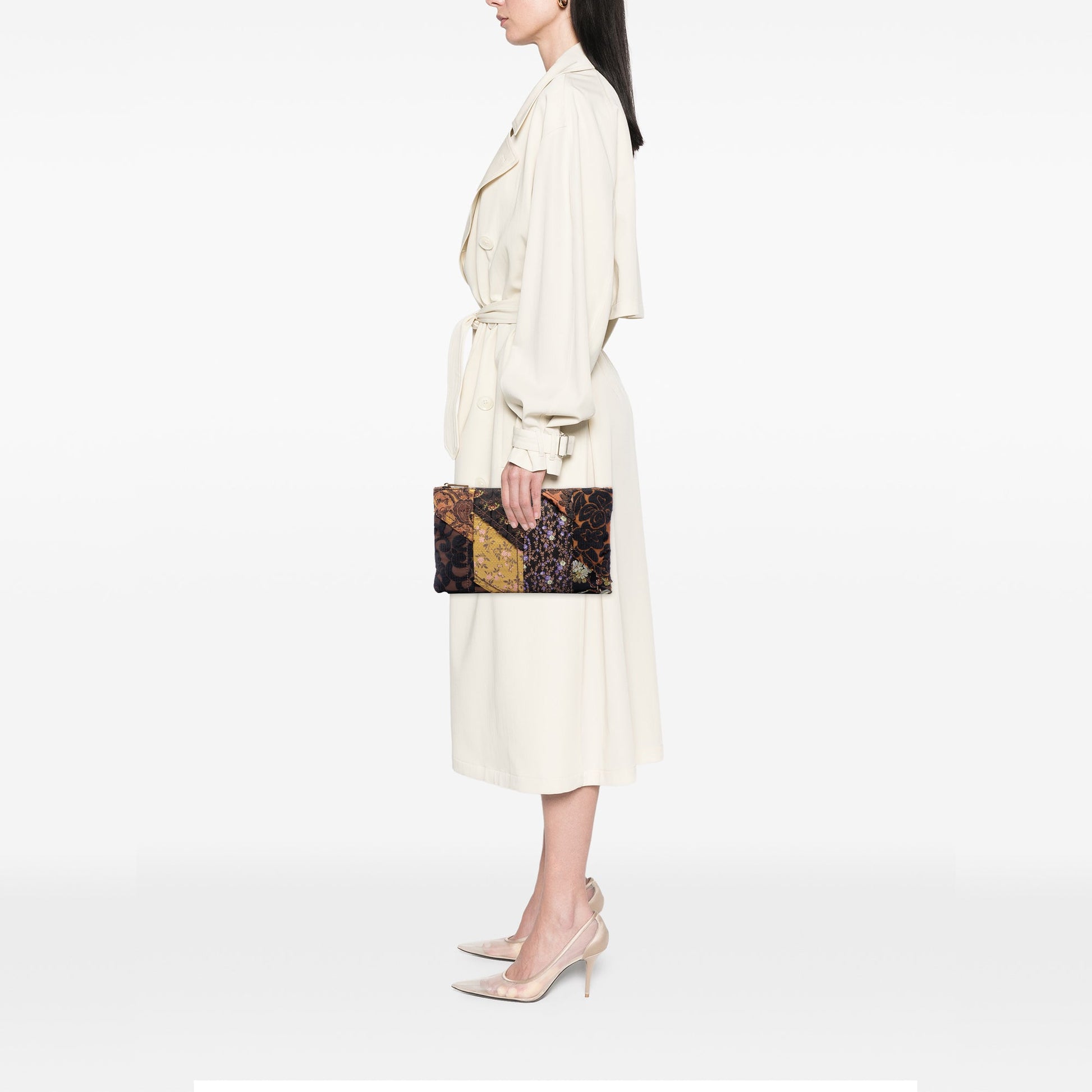 Prada Canvas Broccato Patch Clutch