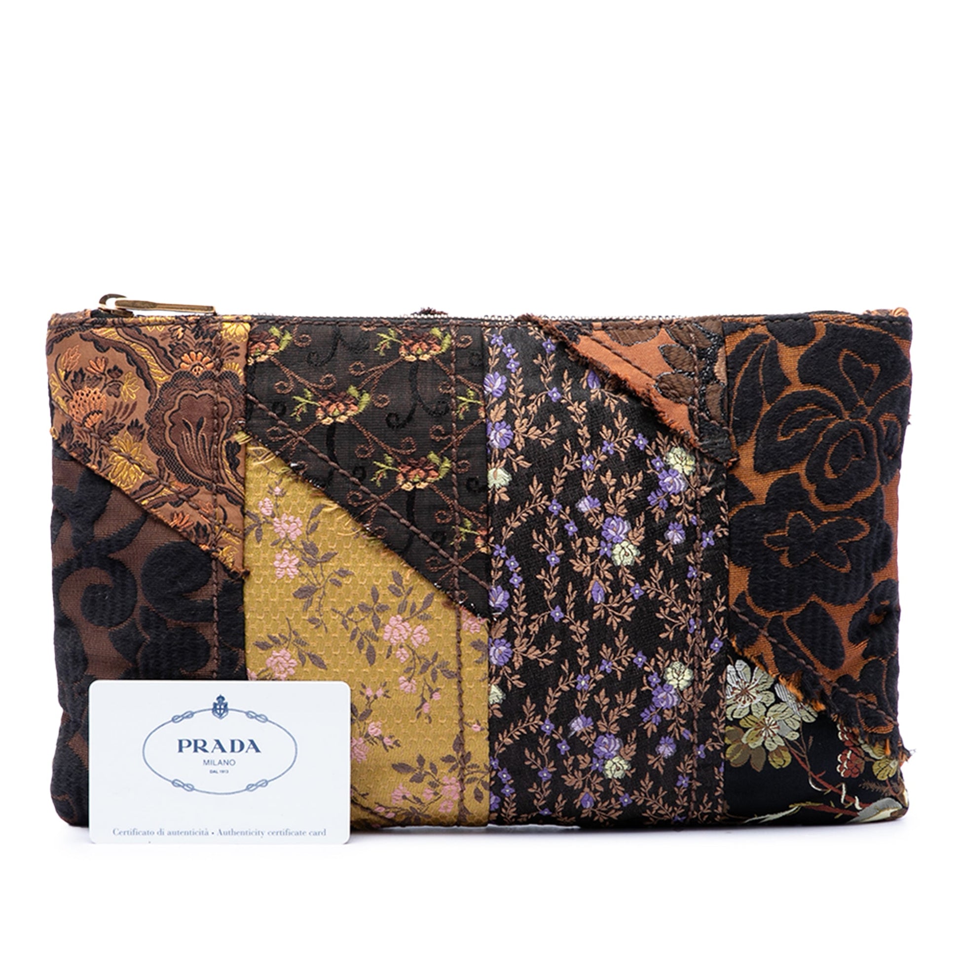 Prada Canvas Broccato Patch Clutch