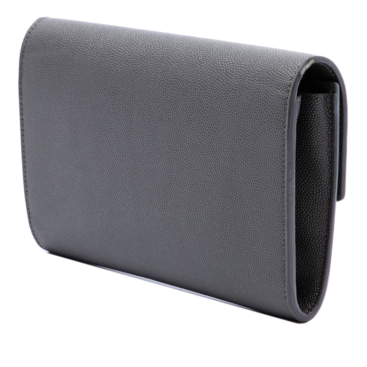 Saint Laurent Grain De Poudre Uptown Chain Wallet — Gray
