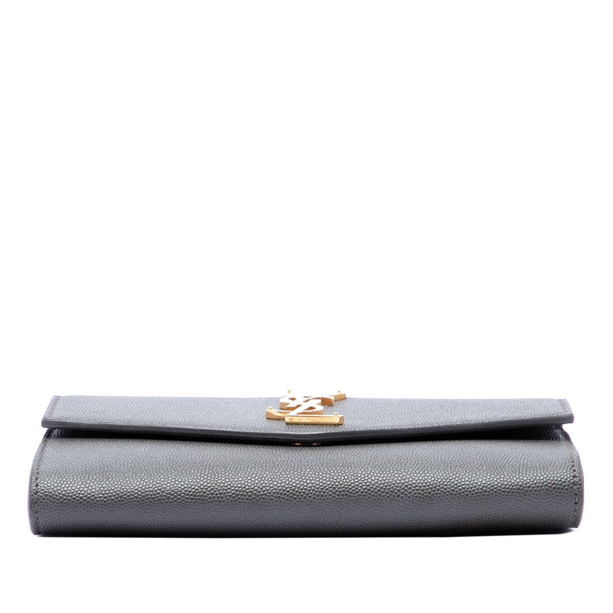 Saint Laurent Grain De Poudre Uptown Chain Wallet — Gray