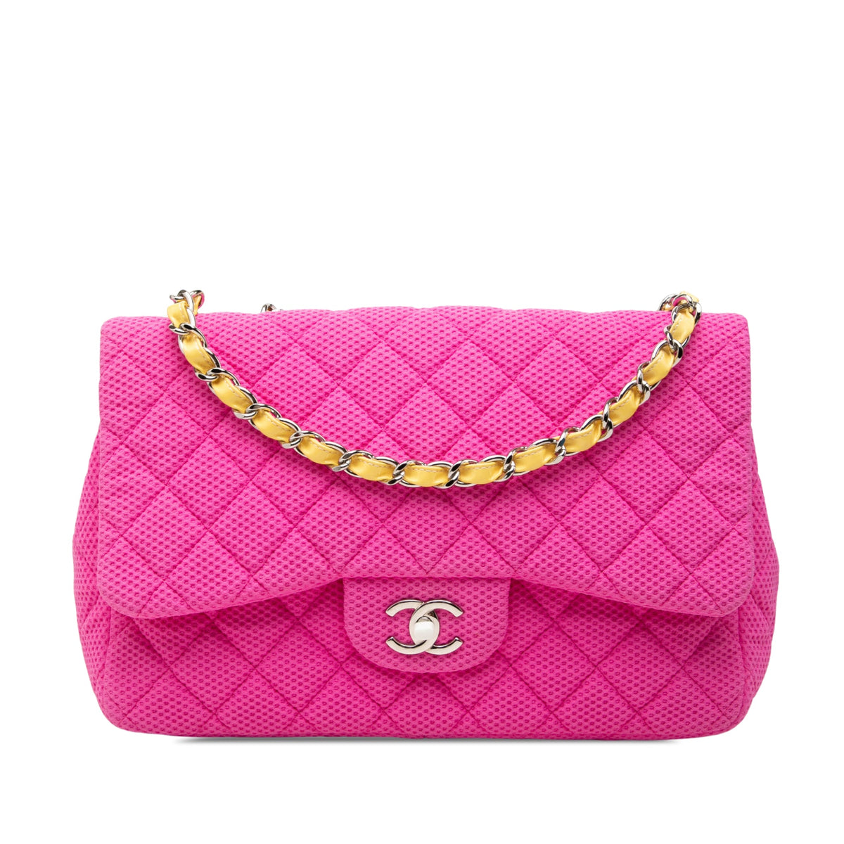 Chanel Jumbo Classic Mesh Single Flap — Pink