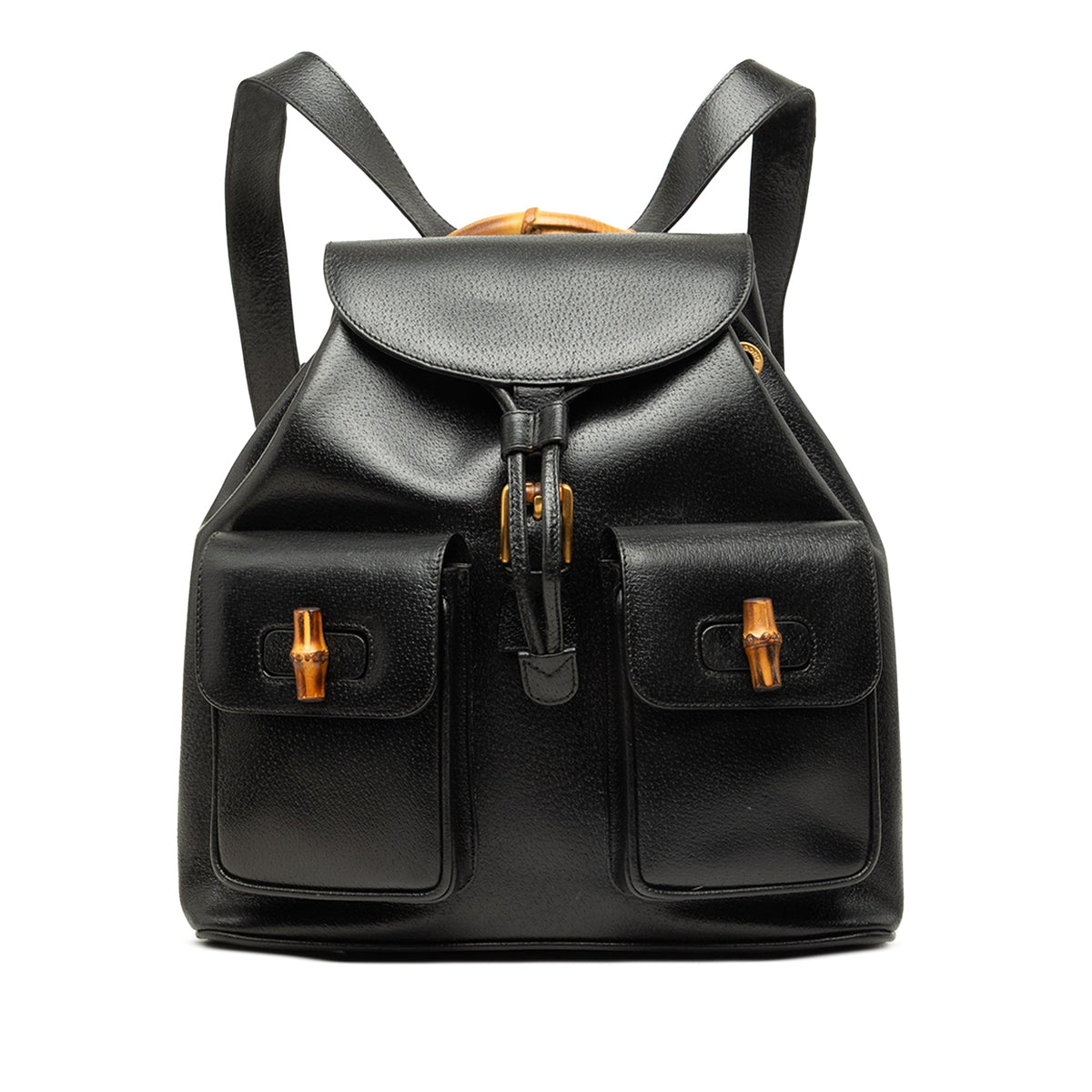 Gucci Large Calfskin Bamboo Drawstring Backpack — Black