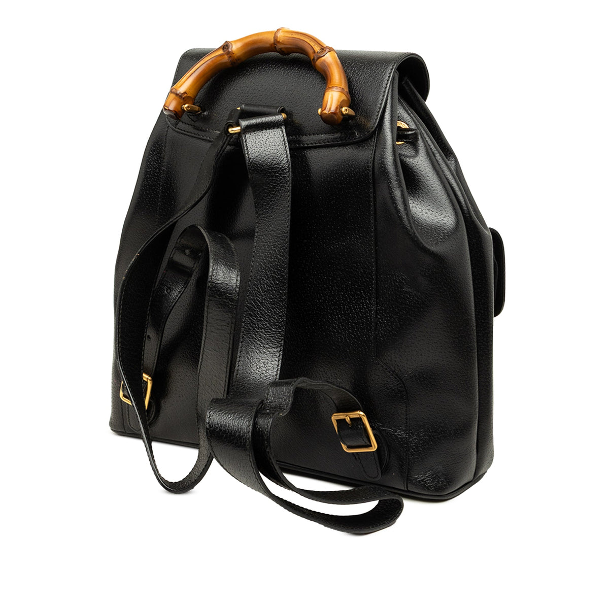 Gucci Large Calfskin Bamboo Drawstring Backpack — Black