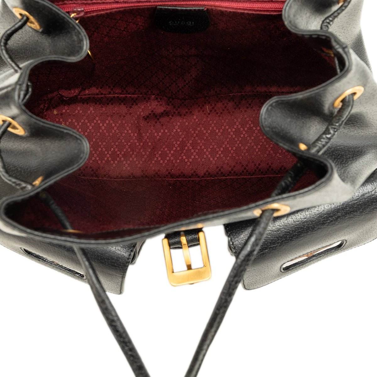 Gucci Large Calfskin Bamboo Drawstring Backpack — Black