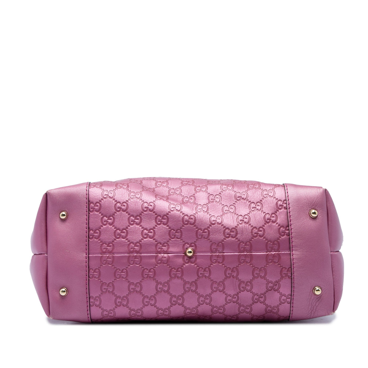 Gucci Metallic Guccissima Heart Bit Tote — Pink
