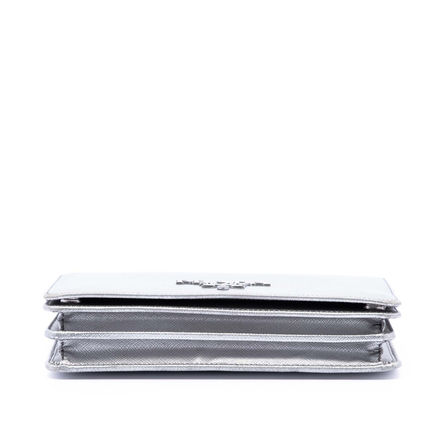Prada Metallic Saffiano Lux Wallet on Chain