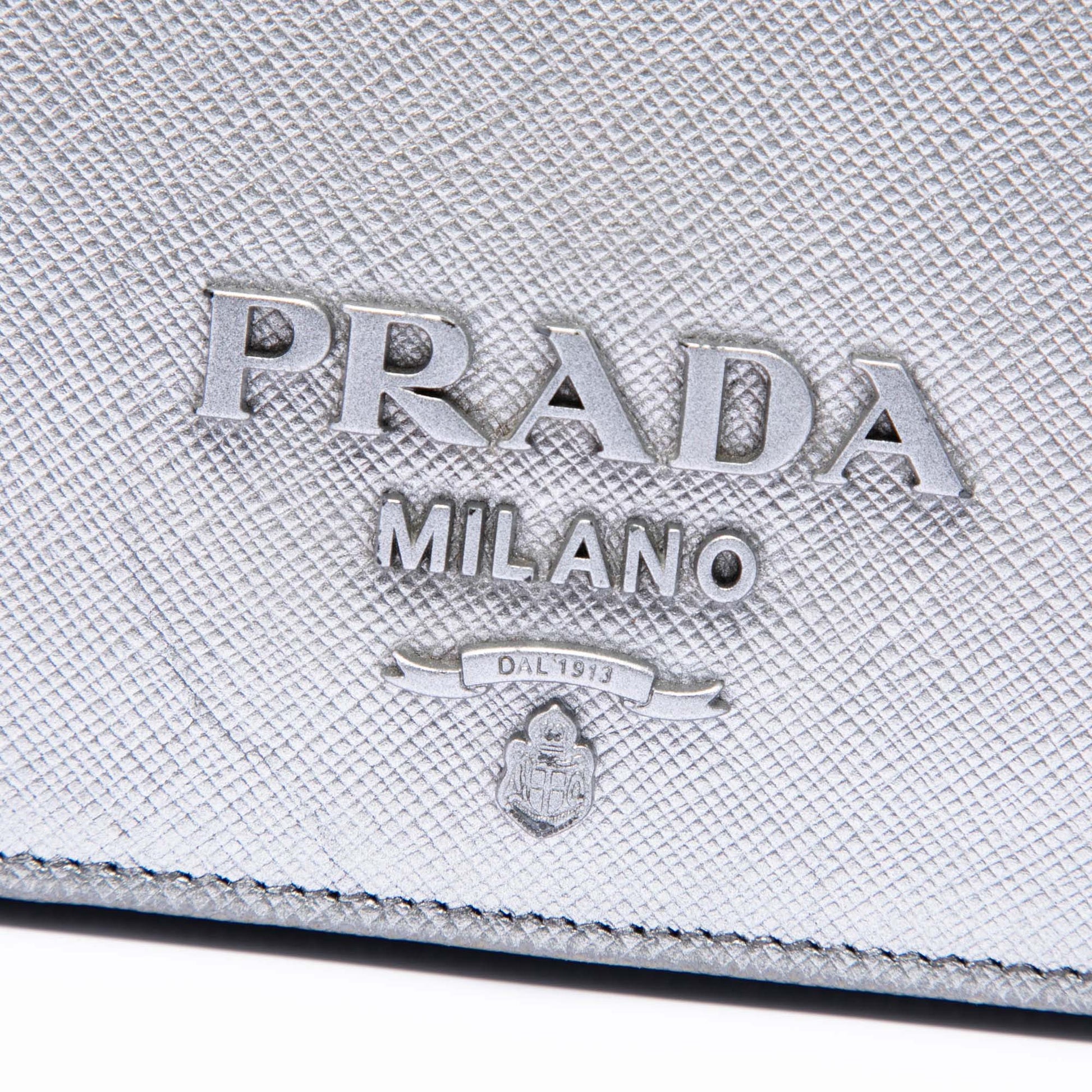 Prada Metallic Saffiano Lux Wallet on Chain