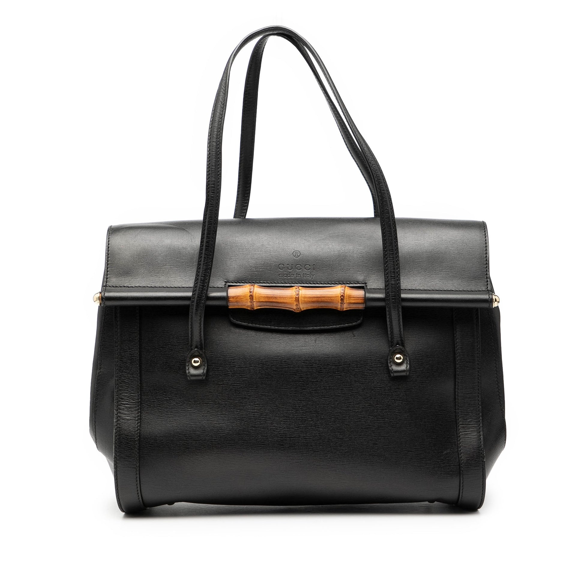 Gucci Large Leather Bamboo Bullet Tote