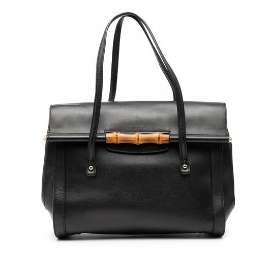 Gucci Large Leather Bamboo Bullet Tote