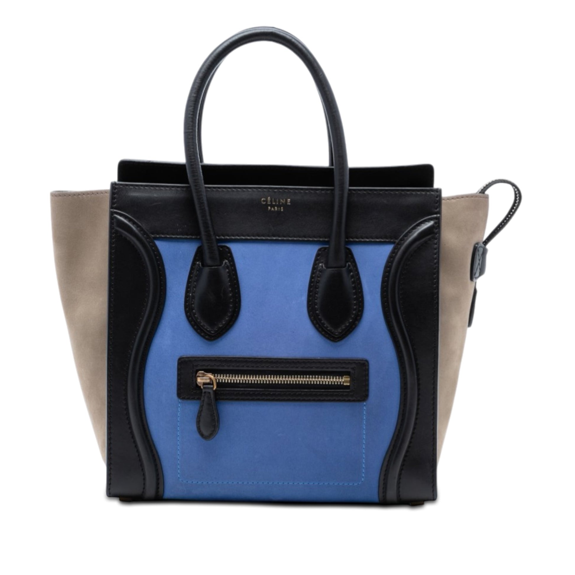 Celine Micro Tricolor Calfskin and Suede Luggage Tote
