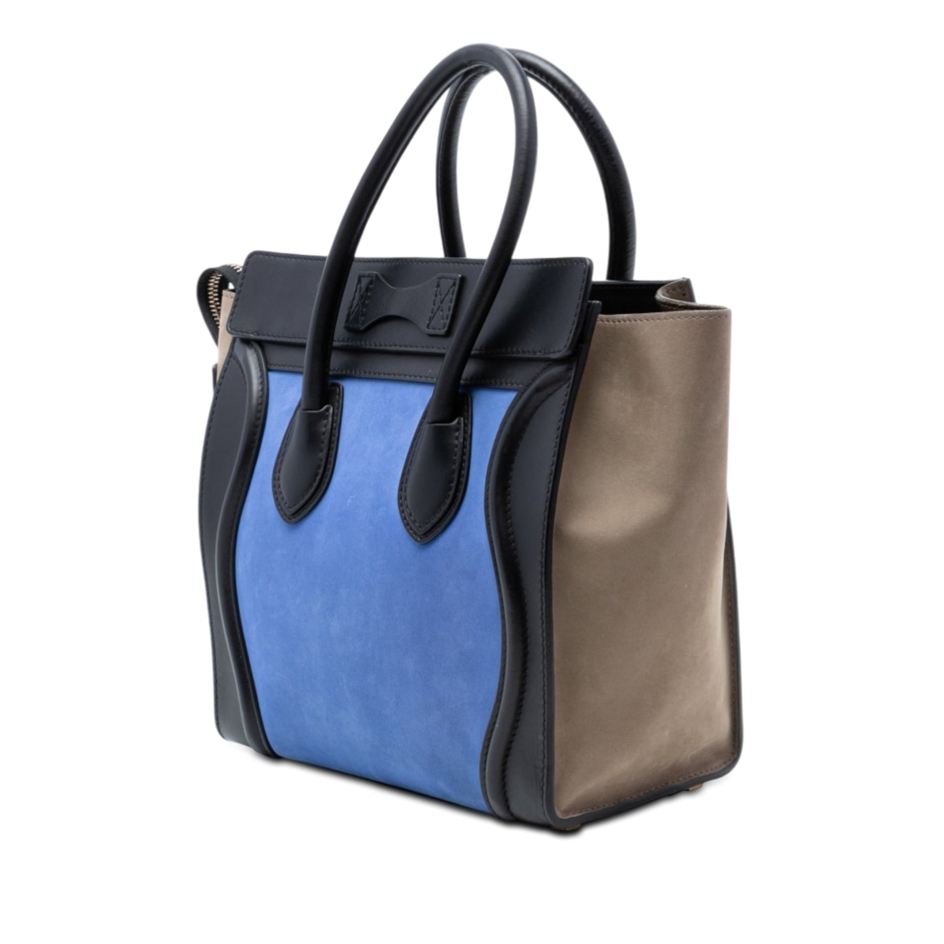Celine Micro Tricolor Calfskin and Suede Luggage Tote