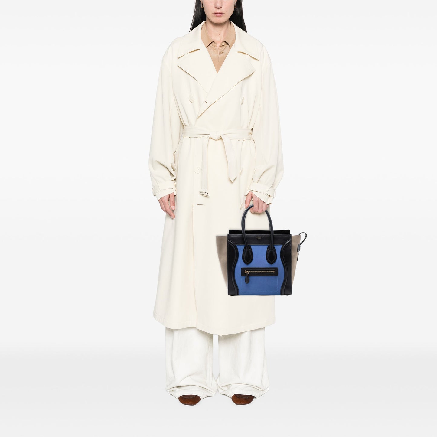 Celine Micro Tricolor Calfskin and Suede Luggage Tote