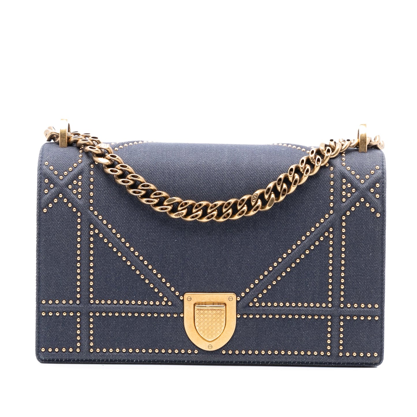 Dior Medium Studded Denim Diorama Flap