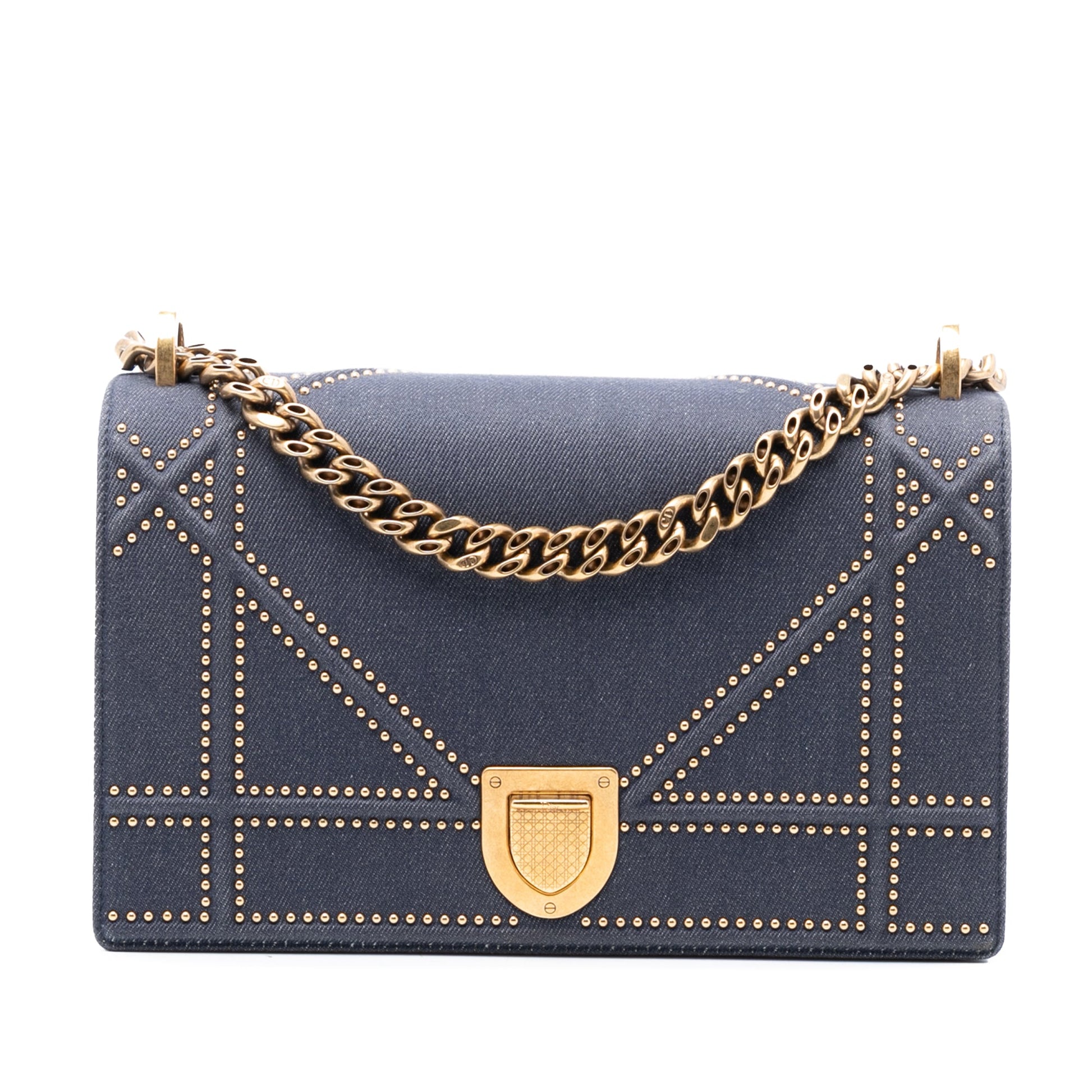 Dior Medium Studded Denim Diorama Flap