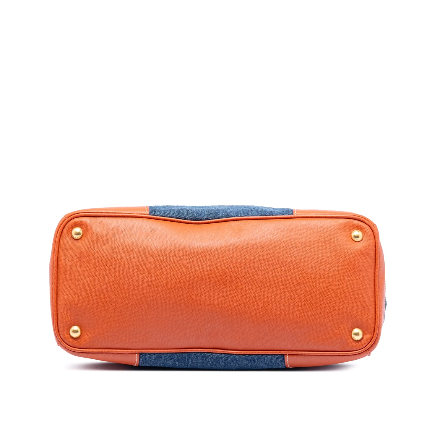 Prada Saffiano Trimmed Denim Handbag