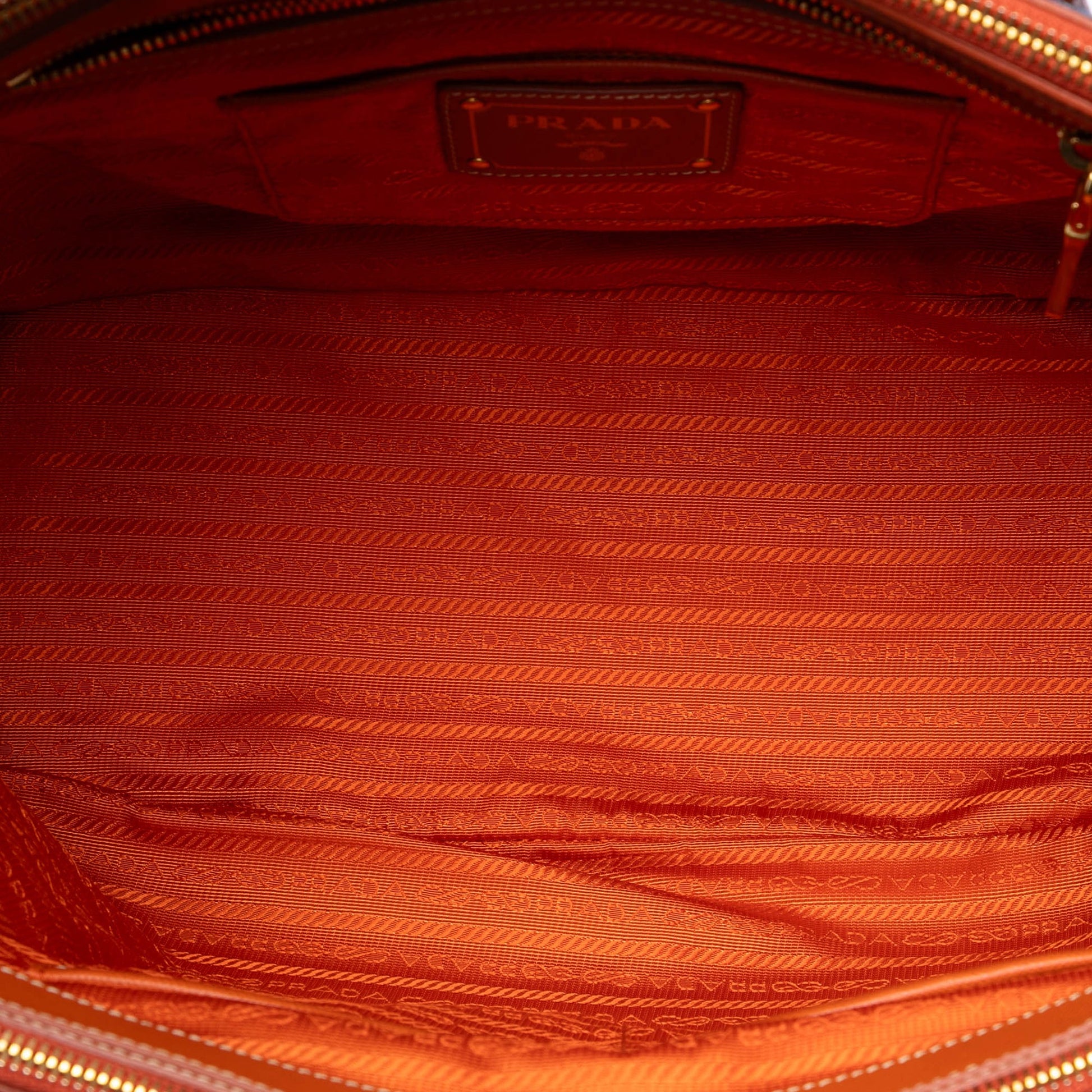 Prada Saffiano Trimmed Denim Handbag