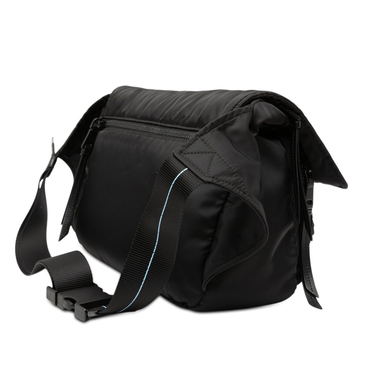 Prada Soft Calf Trimmed Tessuto Double Buckle Belt Bag