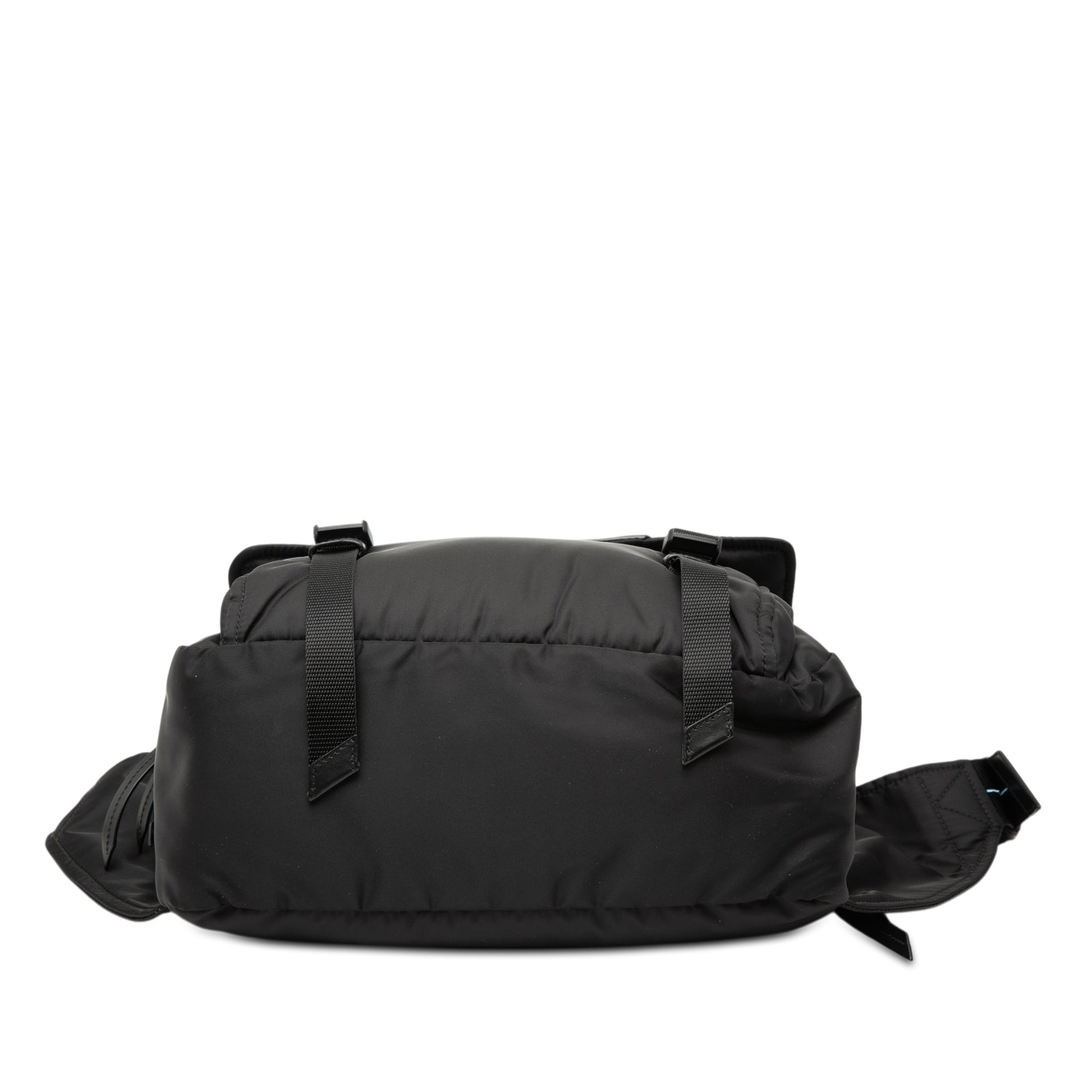 Prada Soft Calf Trimmed Tessuto Double Buckle Belt Bag