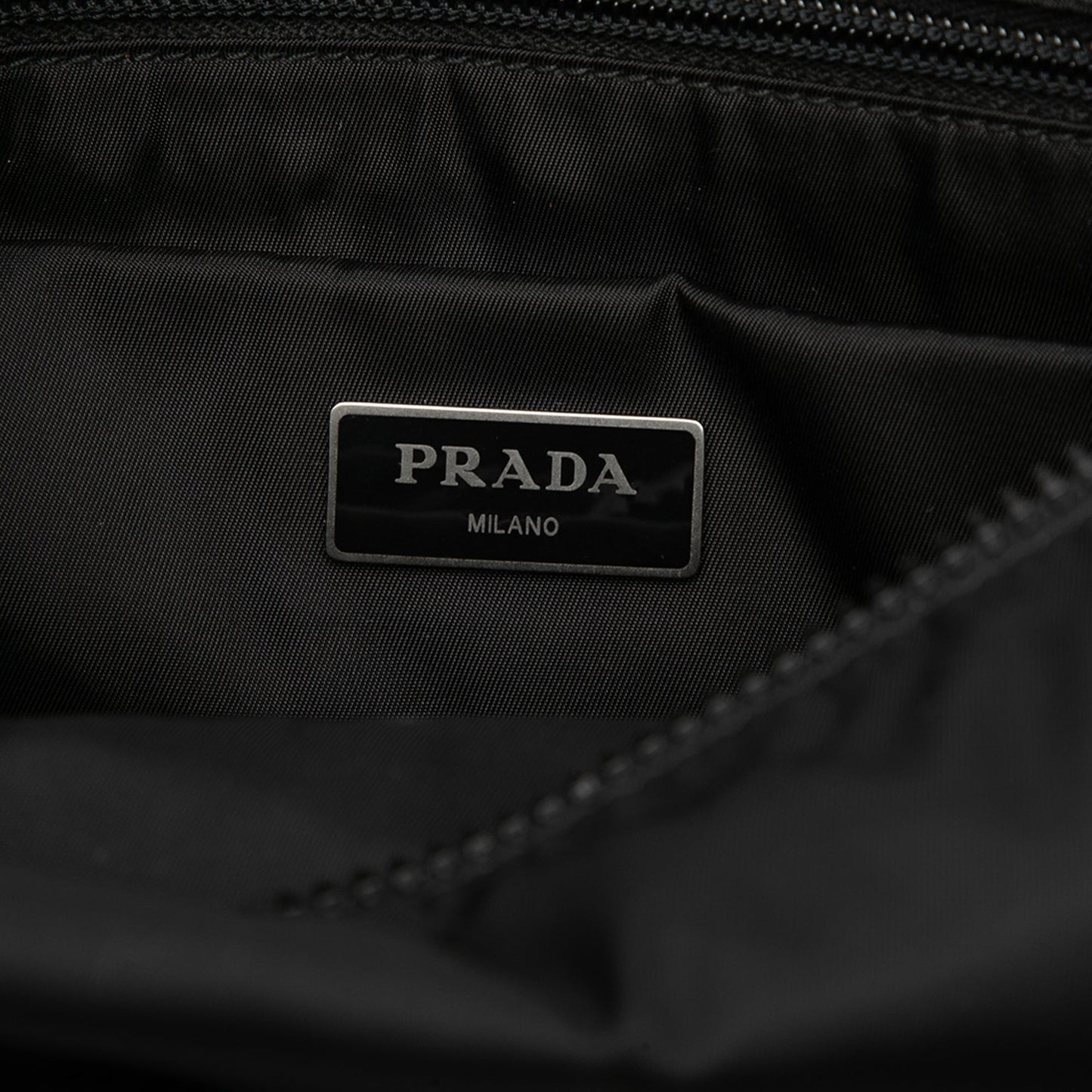 Prada Soft Calf Trimmed Tessuto Double Buckle Belt Bag
