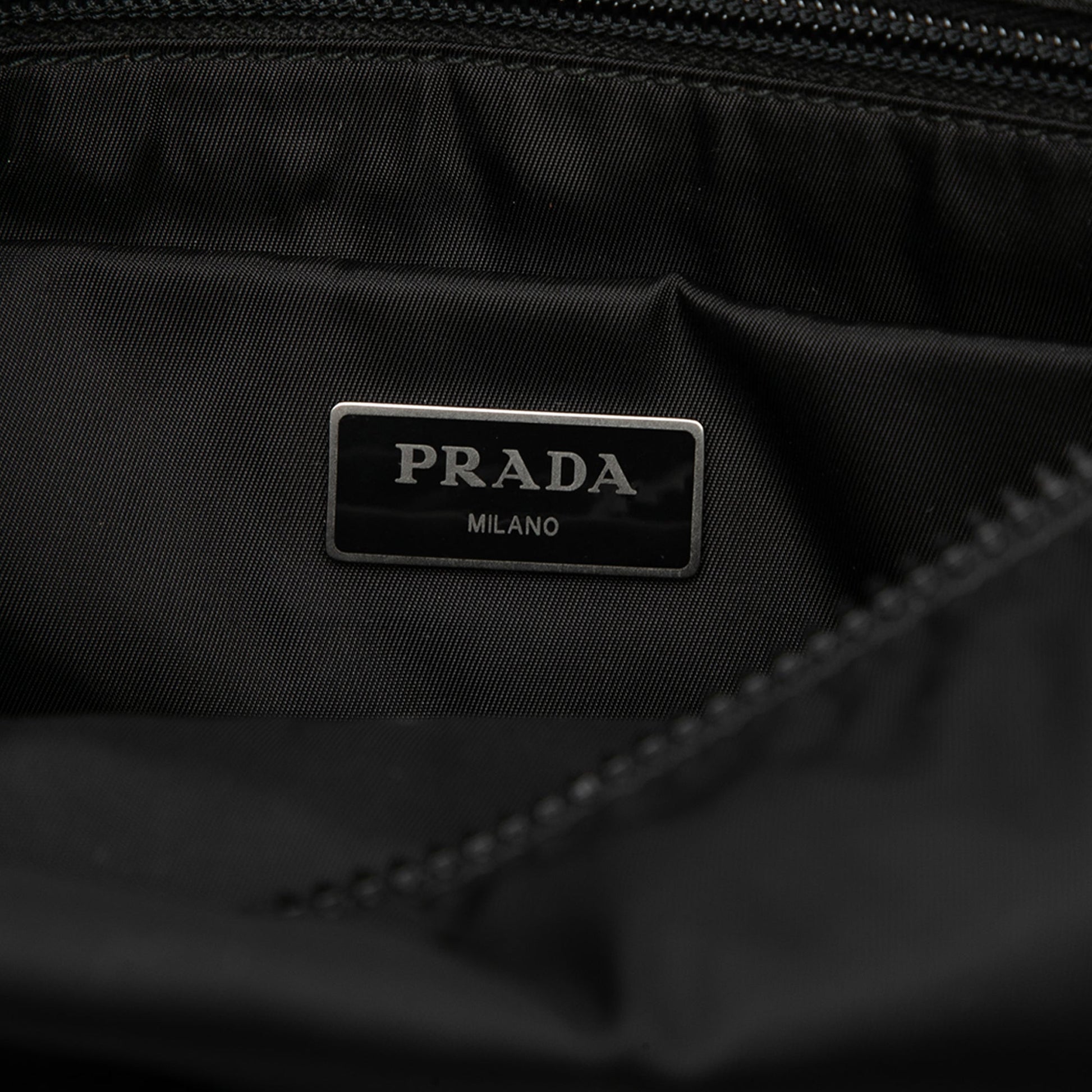 Prada Soft Calf Trimmed Tessuto Double Buckle Belt Bag
