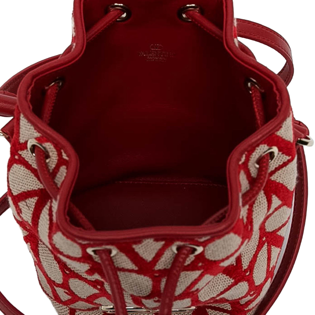 Valentino Mini Canvas VLogo Iconographe Bucket Bag — Beige