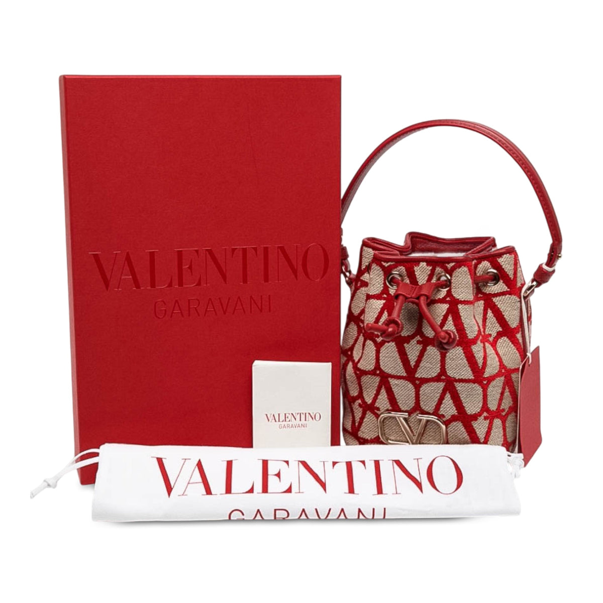 Valentino Mini Canvas VLogo Iconographe Bucket Bag — Beige