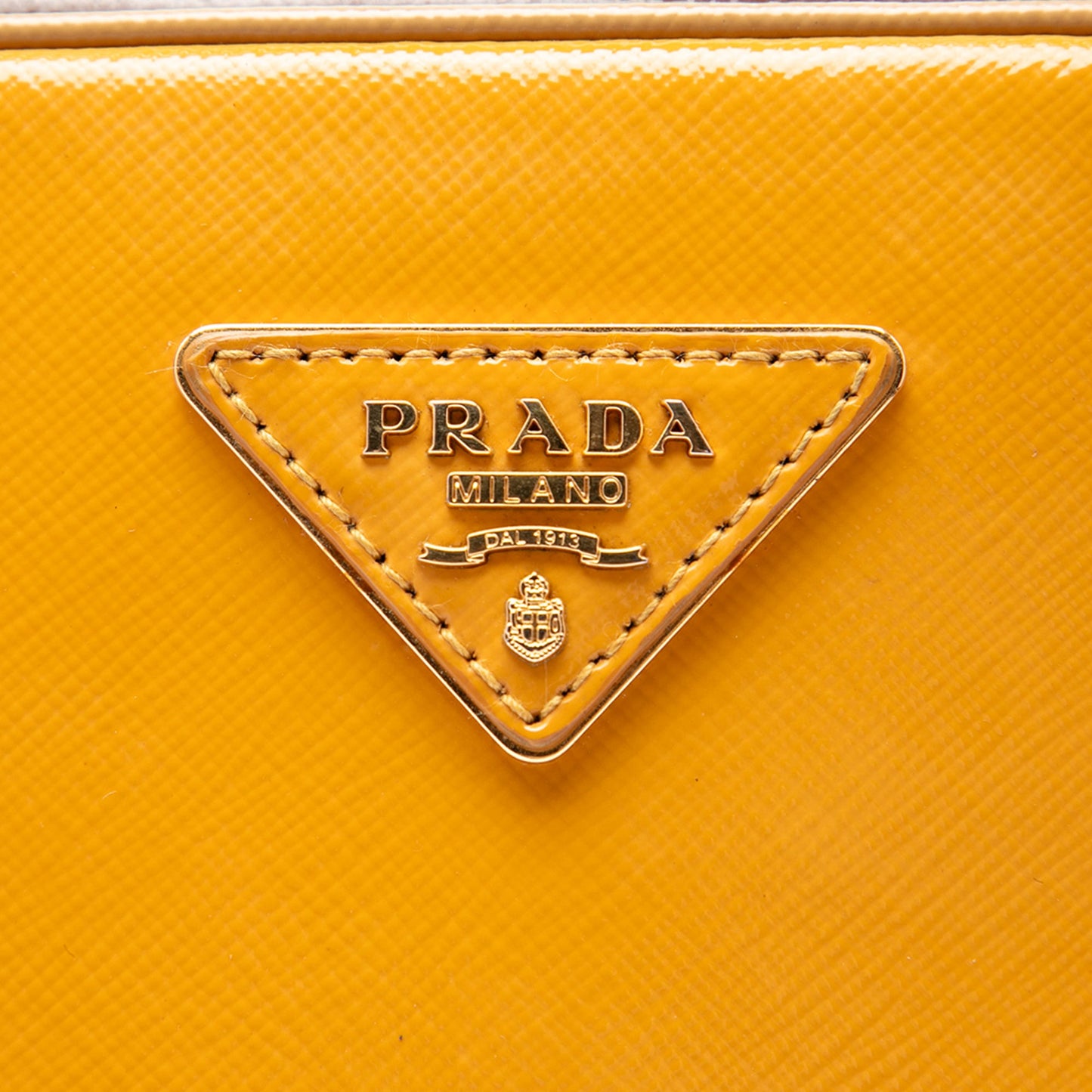 Prada Bicolor Saffiano Vernice Pyramid Frame Handbag