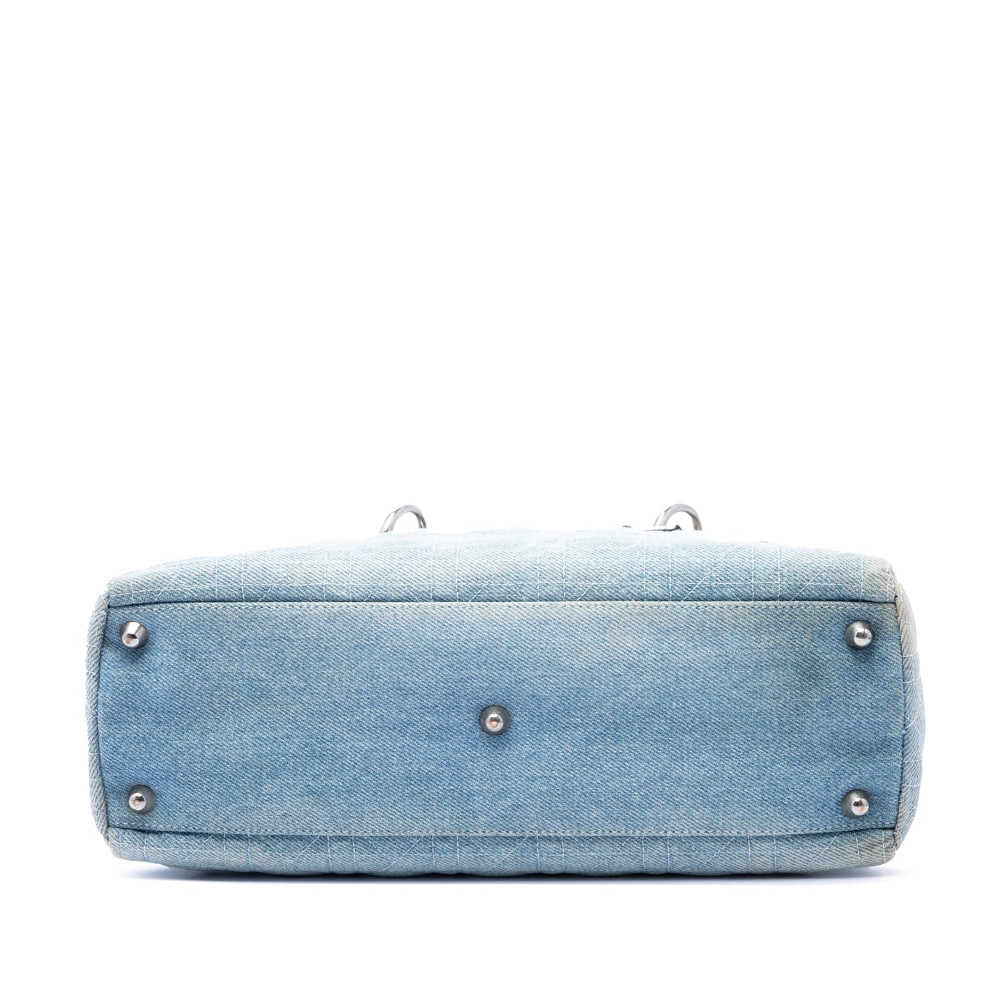 Dior Large Denim Cannage Acrylic Handles Lady Dior